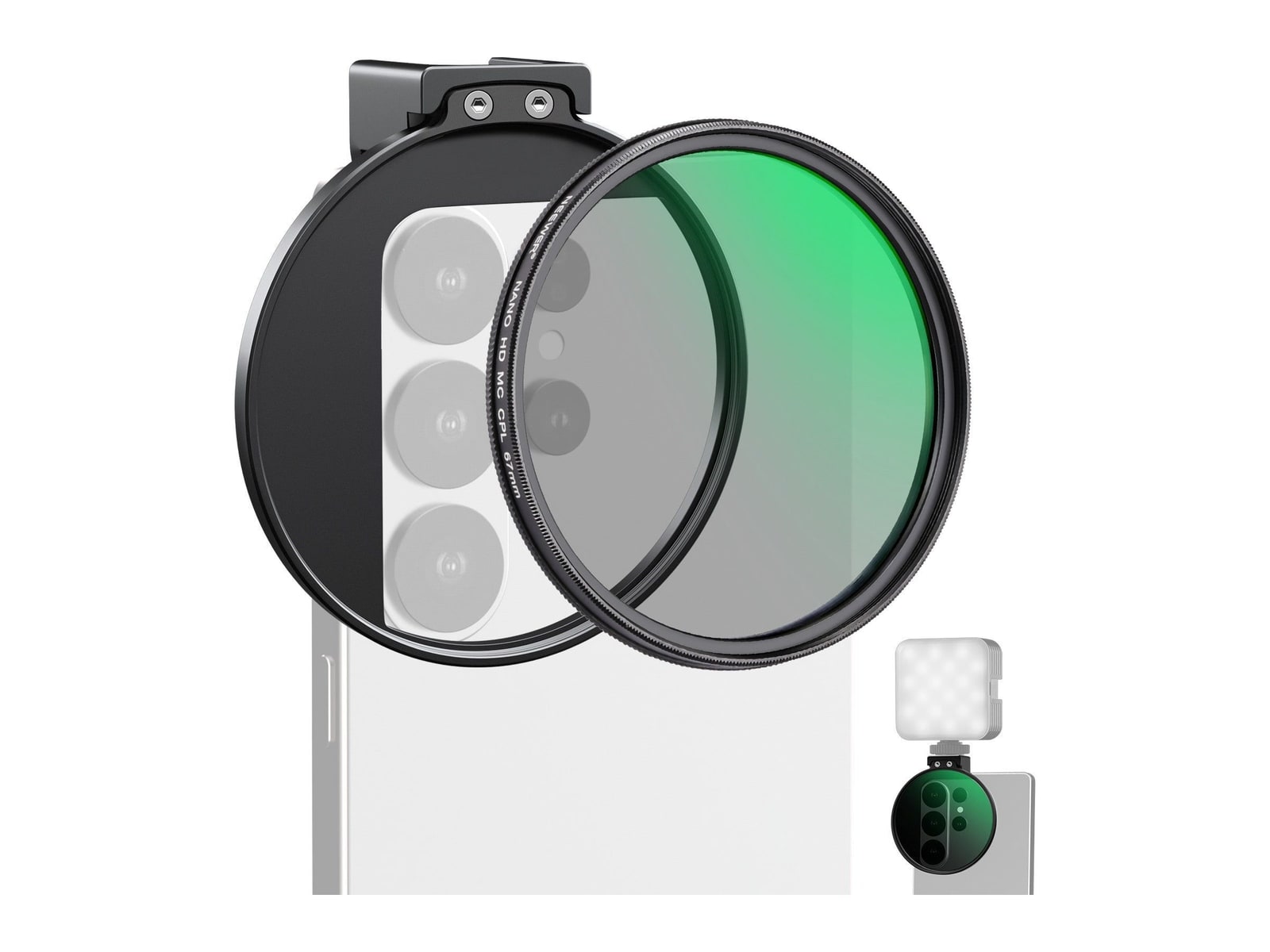 Neewer - FL-113 67mm Phone CPL Filter with Cold Shoe Clip(Compatible with S26) Camera Accessories