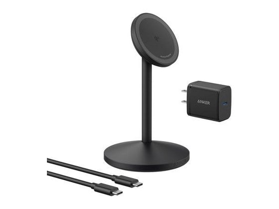 Anker - MagGo MagSafe Compatible Charger Stand (Qi2 15W) with Adapter Black Wireless Chargers