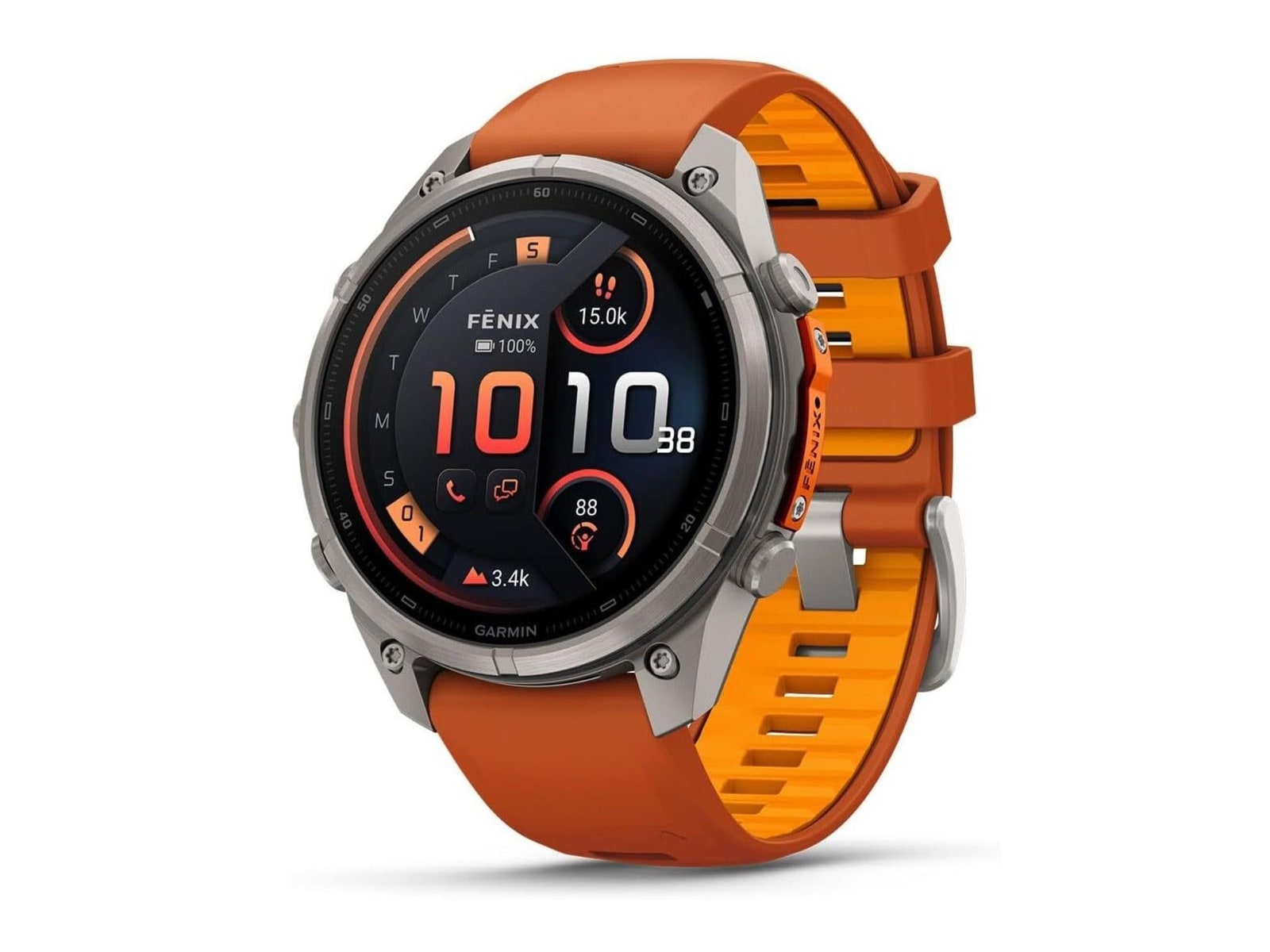 Garmin - fenix 9 Pro 47mm inReach AMOLED GPS (Titanium, Autumn Orange/Spark Orange) Smart Watches