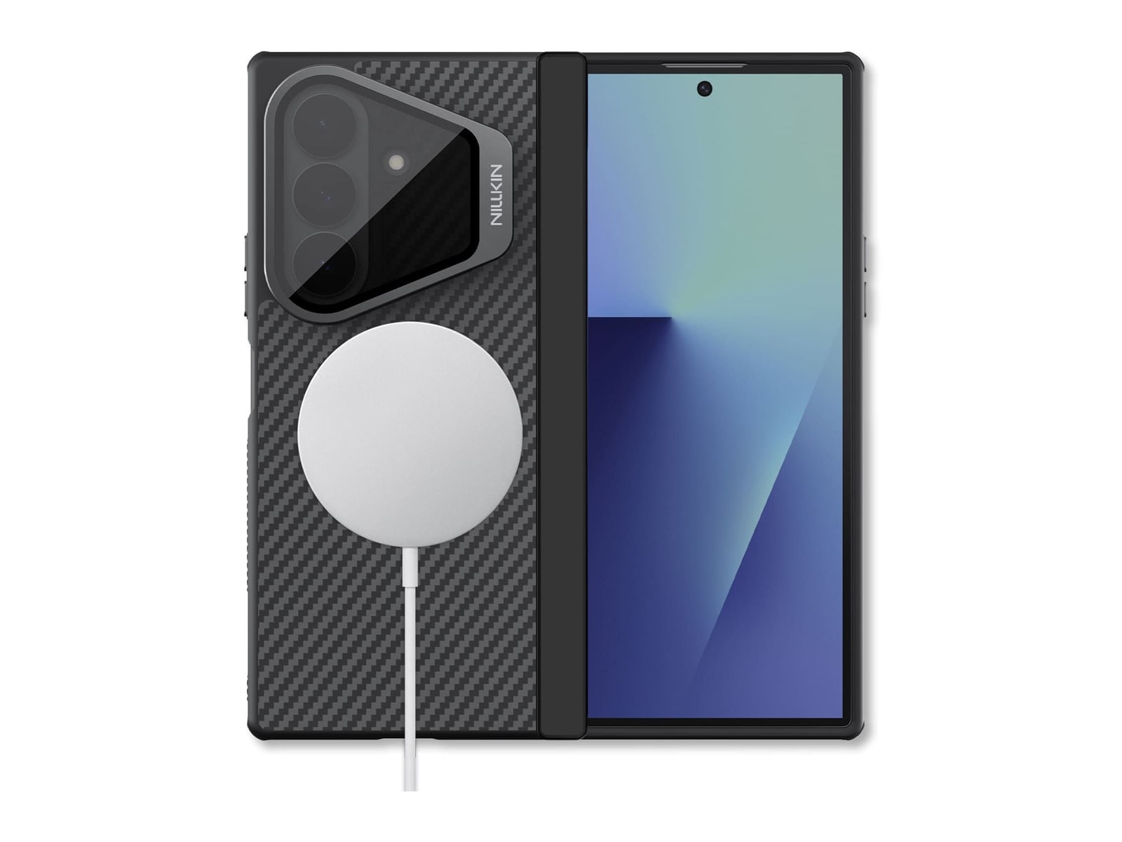 Nillkin - MagSafe Compatible Kevlar Case with Tinted Clear Camera Cover - Galaxy Z Fold 8 Ultra - Black