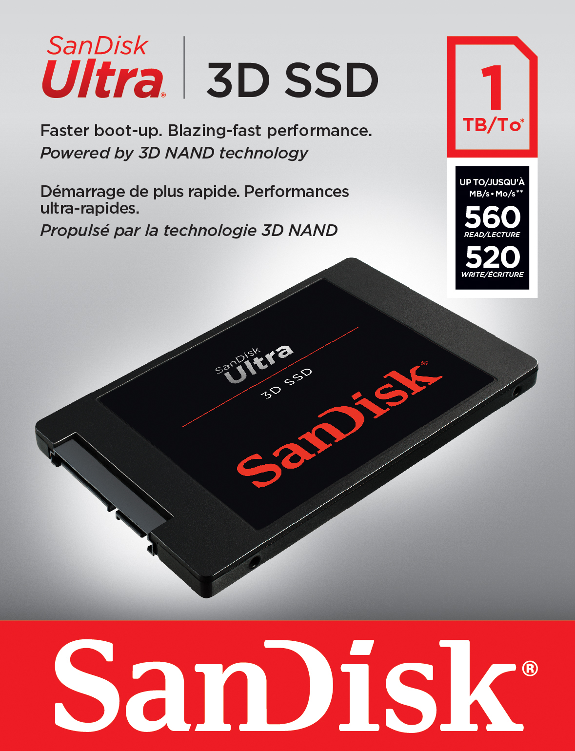 SanDisk - Ultra 3D SDSSDH3-1T00-G26 1TB Storage Drives - SATA III (SATA 6.0 Gb/s)