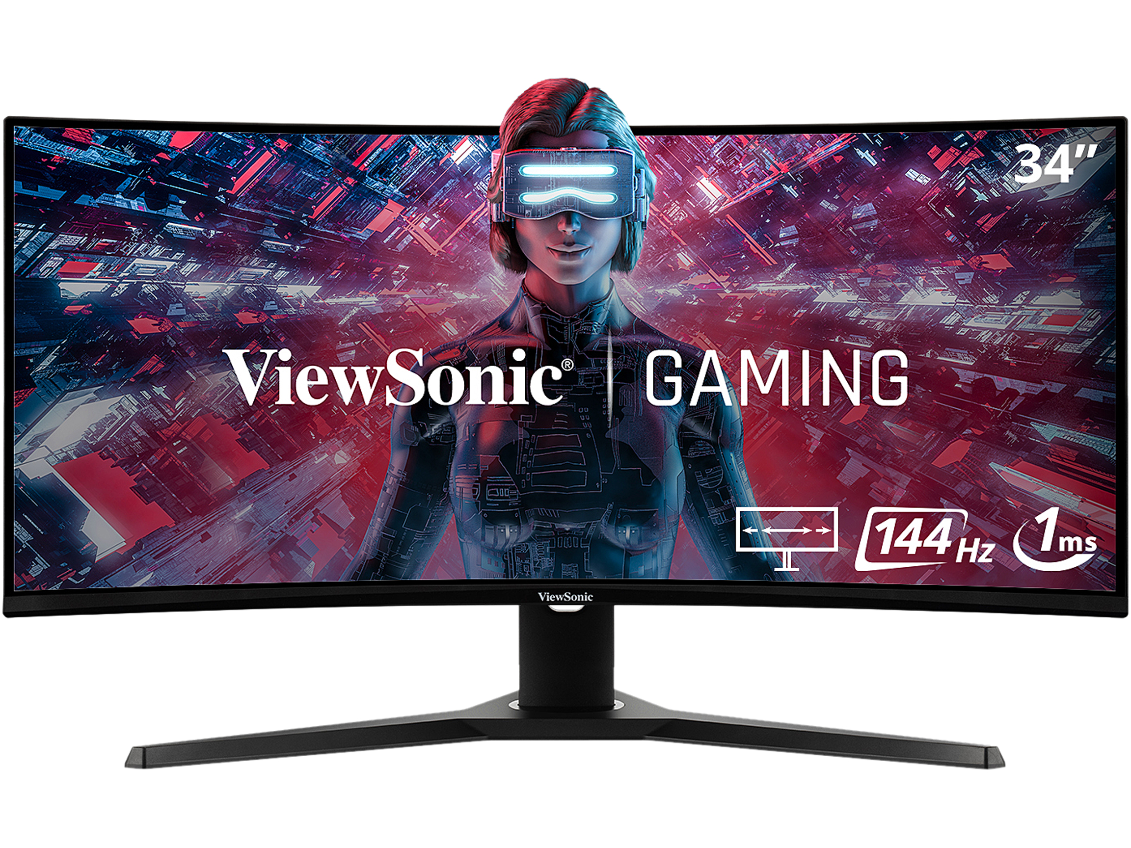 ViewSonic - 34" VX3418-2KPC UWQHD 144Hz Ultrawide Monitors - Black