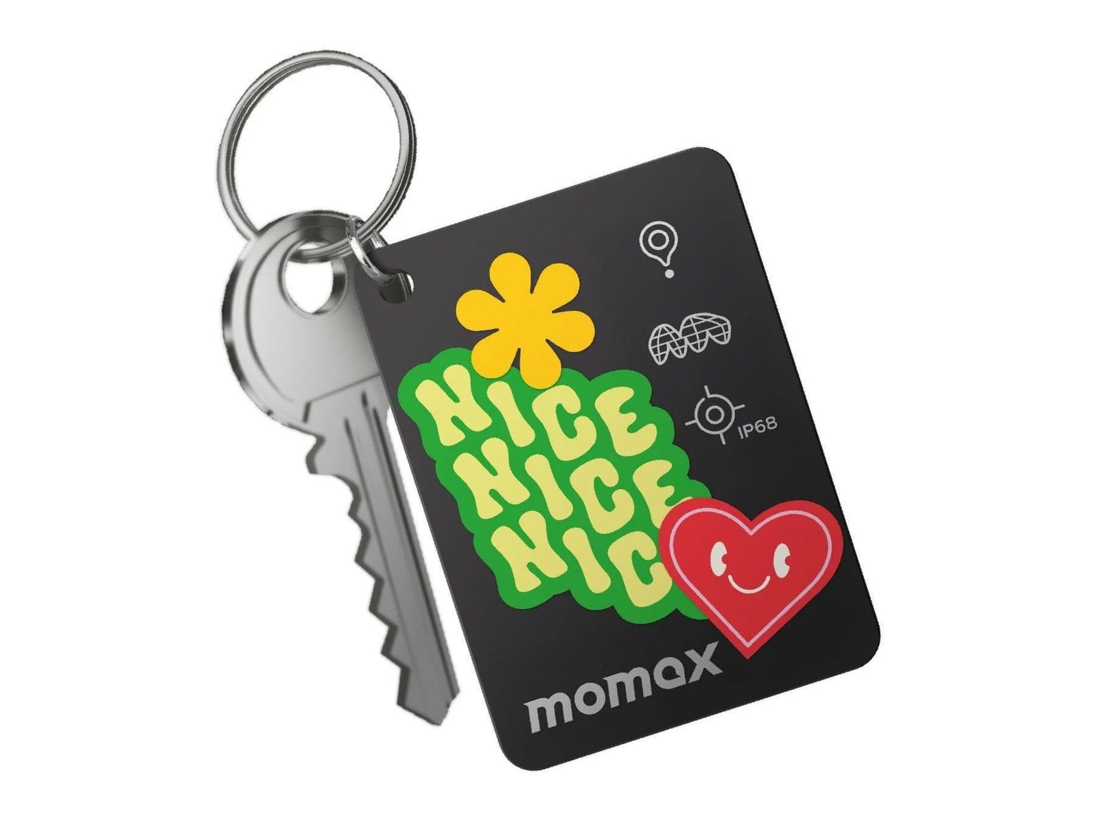 MOMAX - PinCard2 X Mini Rechargeable Find My Locator Bluetooth Trackers - Black