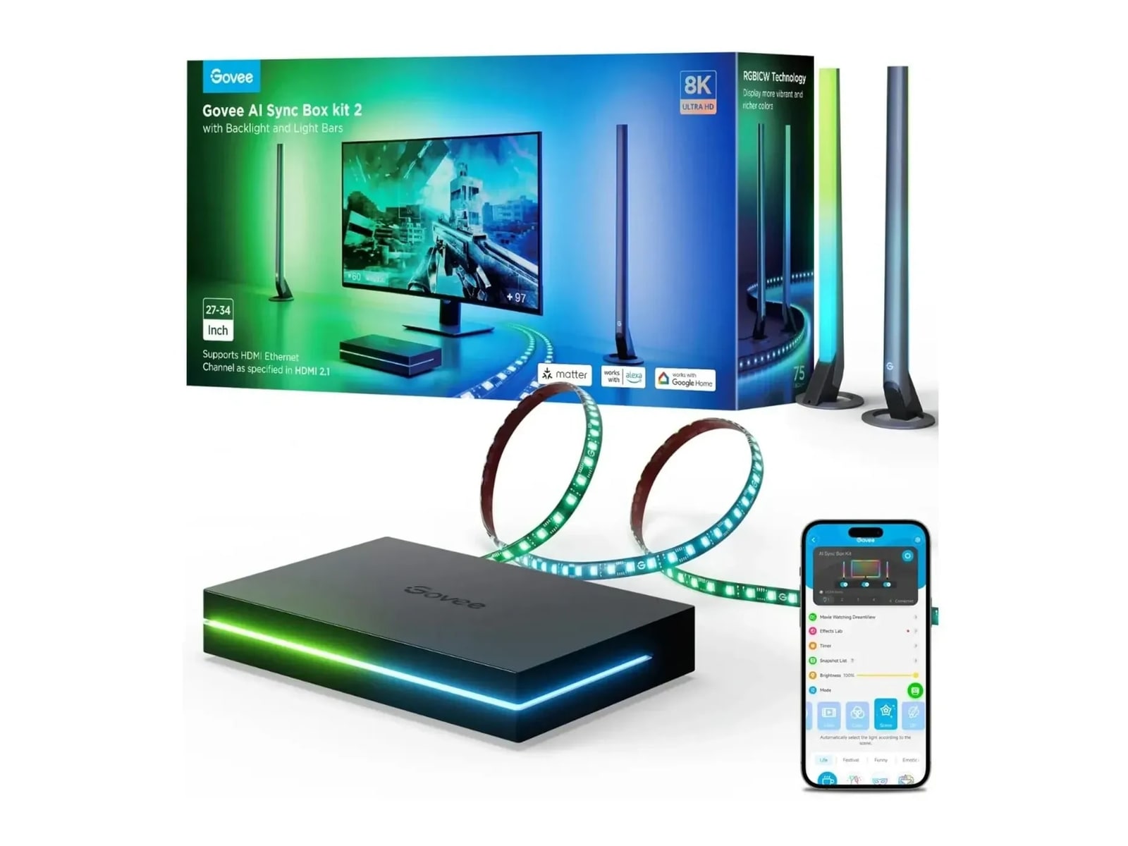 Govee - AI Sync Box Kit 2 Smart Lighting - Multicolor