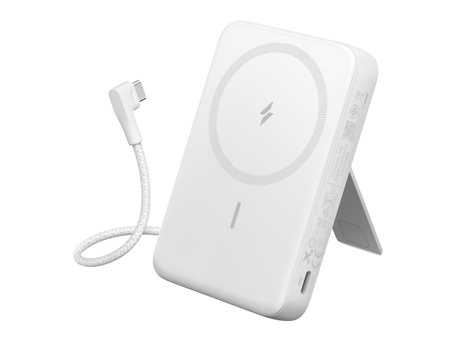 Anker - Zolo Magnetic Power Bank (10K, 30W, Built-in USB-C Cable) Aurora White Power Banks