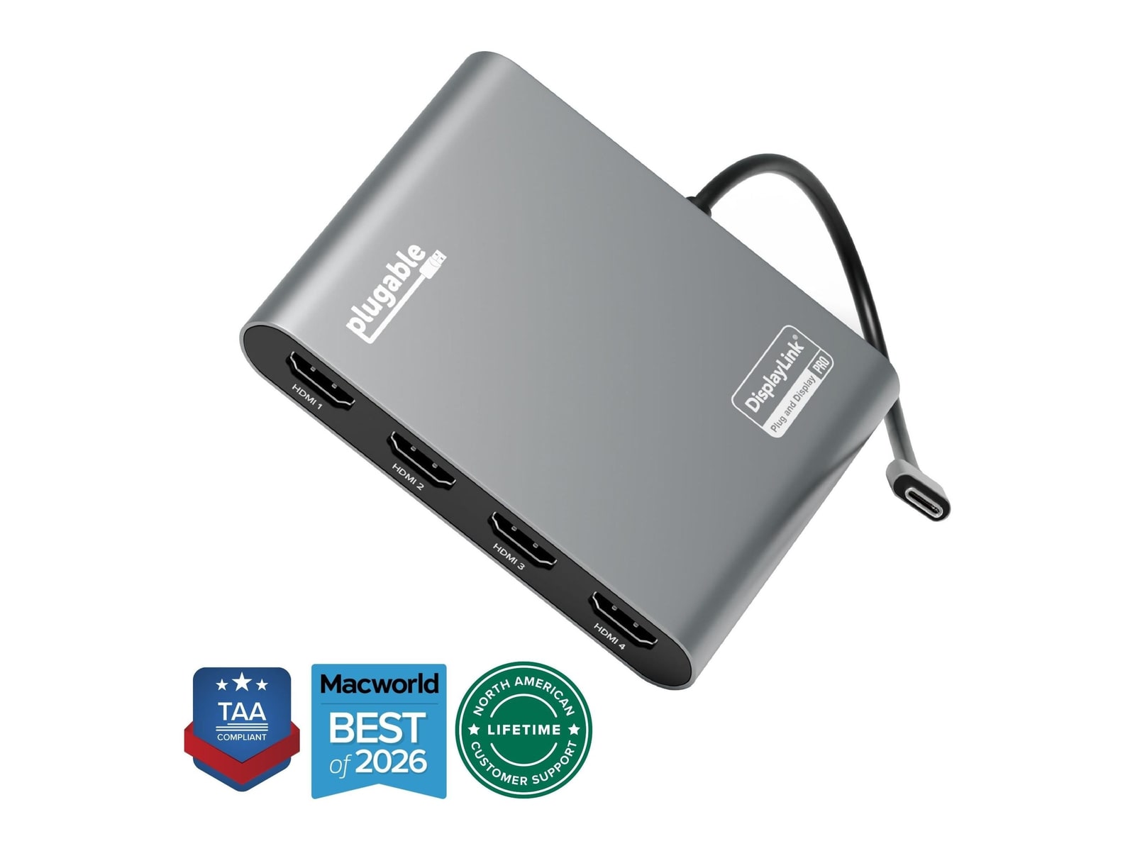 Plugable - USB-C Quad 4K HDMI Graphics Adapter Video Adapters