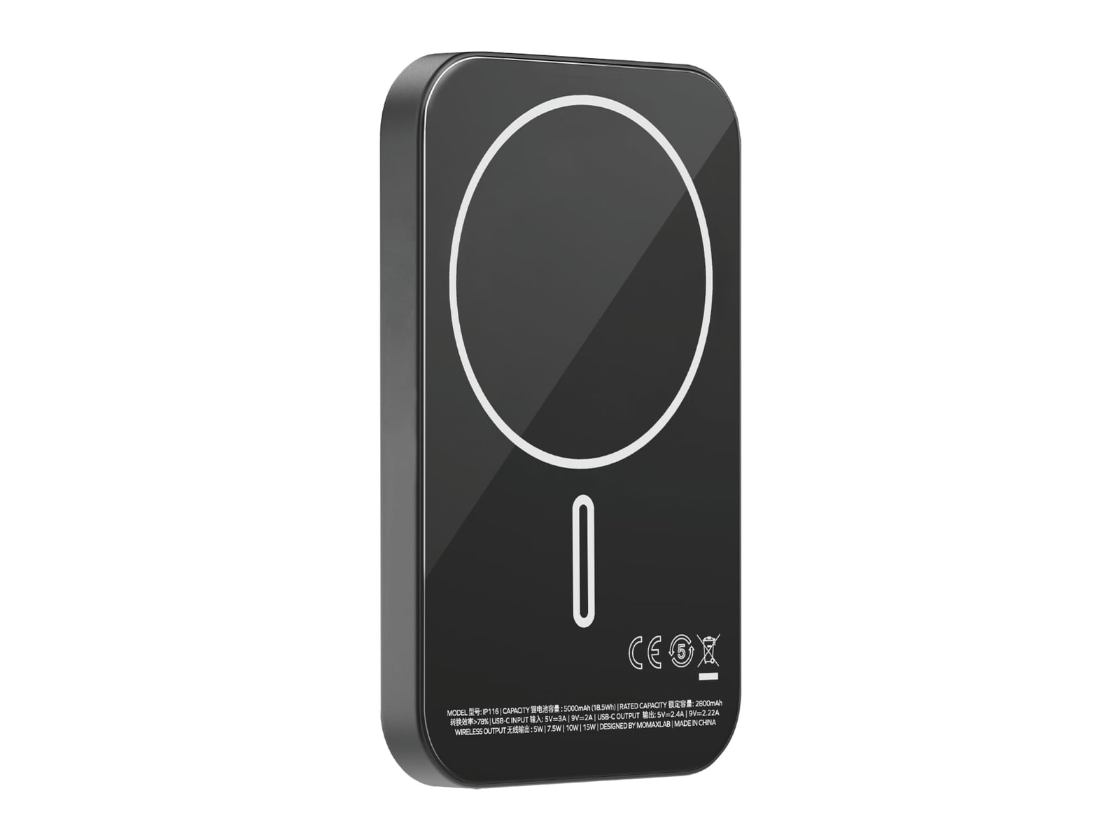 MOMAX - Q.Mag X Magnetic Wireless Power Bank 5000mAh Black Power Banks