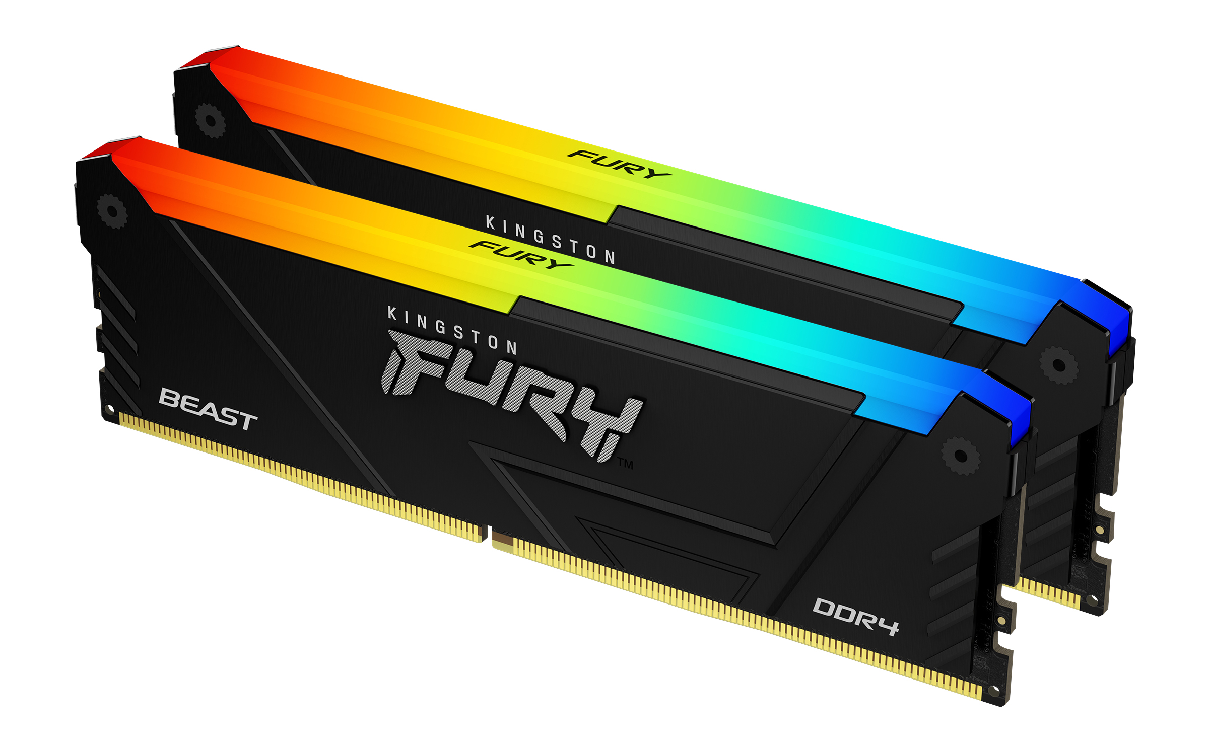 Kingston - FURY Beast RGB 16GB (2 x 8GB) DDR4 3200 CL16 DIMM Memory (RAM) - Midnight Black