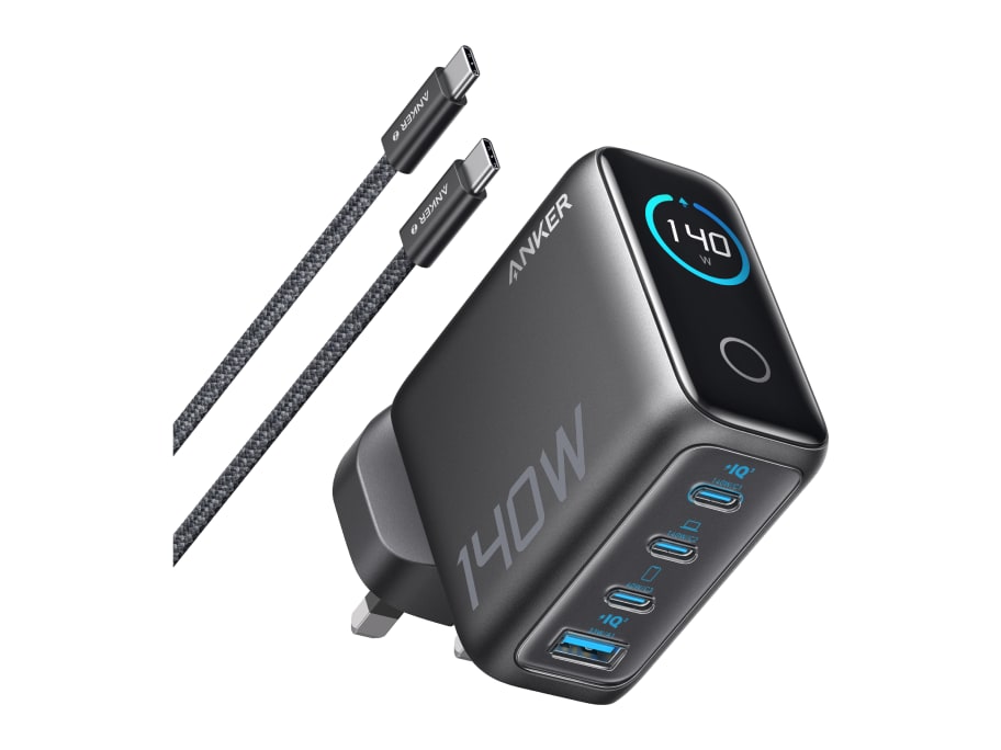 Anker - Laptop Charger (140W, 4-Port, PD 3.1) with USB-C Cable Dark Gray Wall Chargers