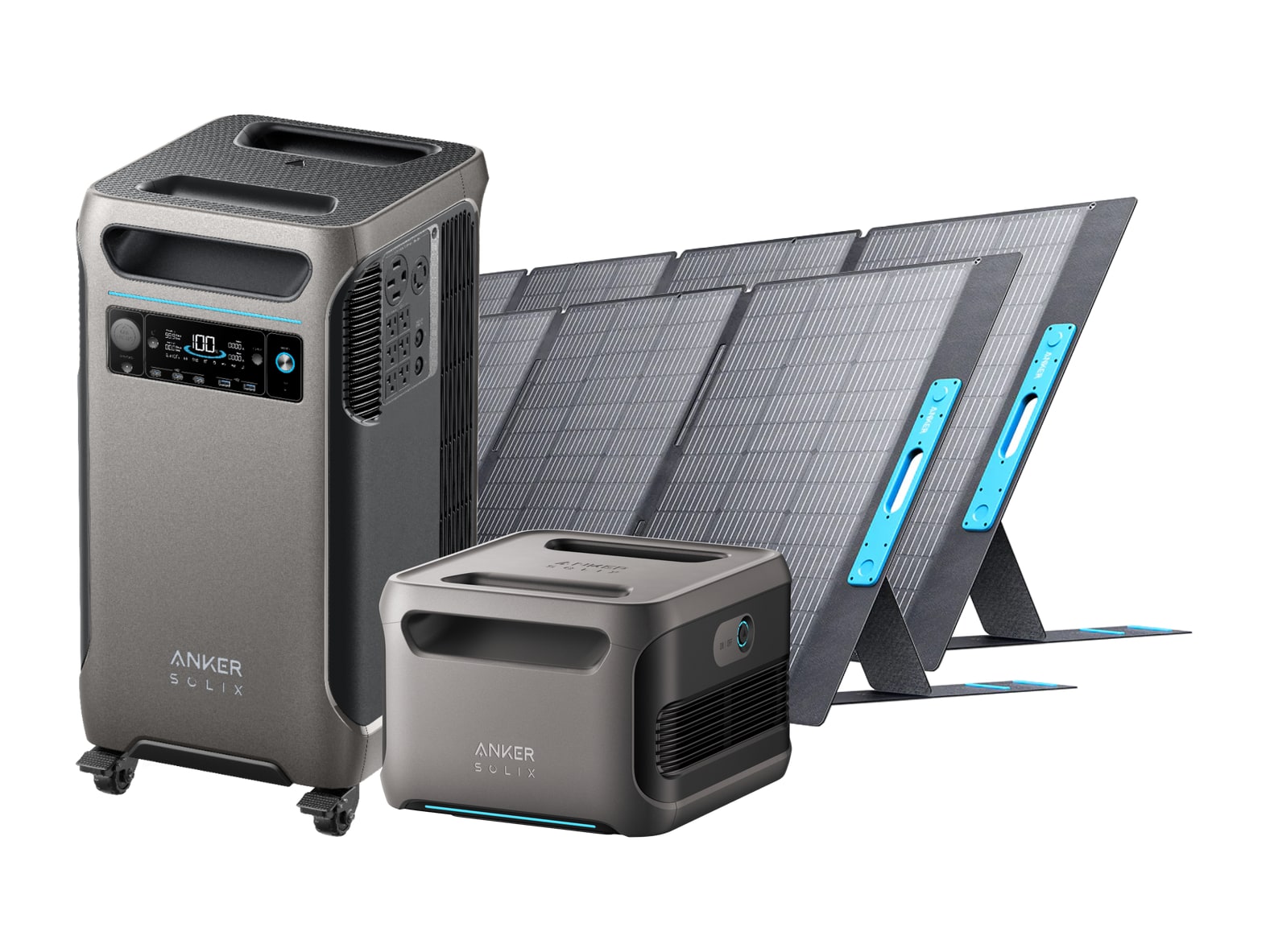 Anker - SOLIX F3800 with Expansion Battery and 2x 400W Portable Solar Panel 7680Wh Portable Power Stations