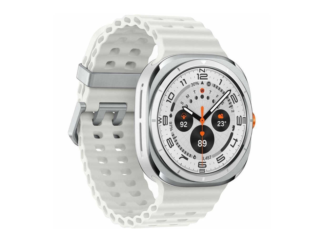 Samsung - Galaxy Watch Ultra (2025) 47mm Medium/Large Marine Band Titanium White Smart Watches - Titanium White