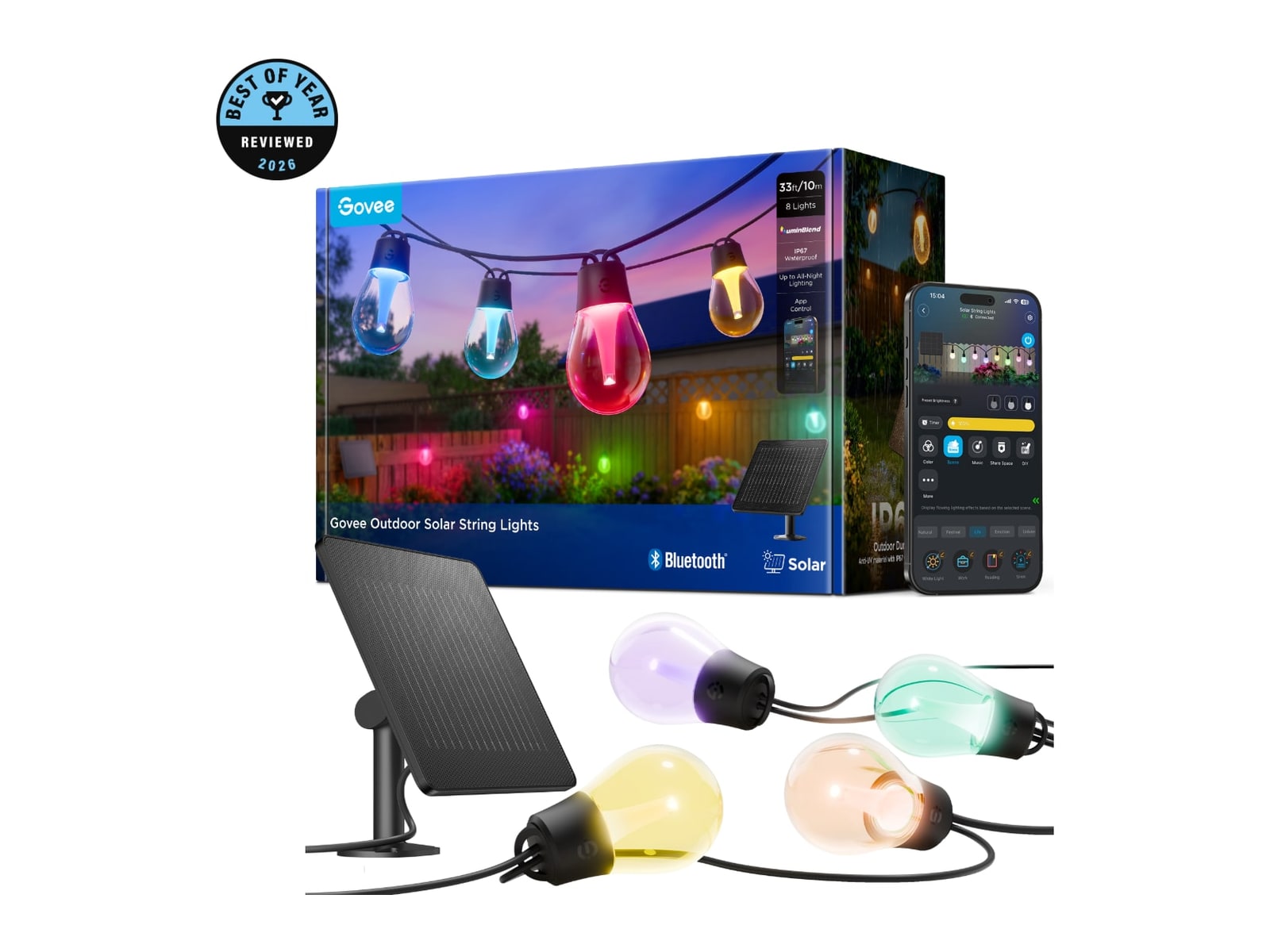 Govee - Outdoor Solar String Lights 33ft Smart Lighting