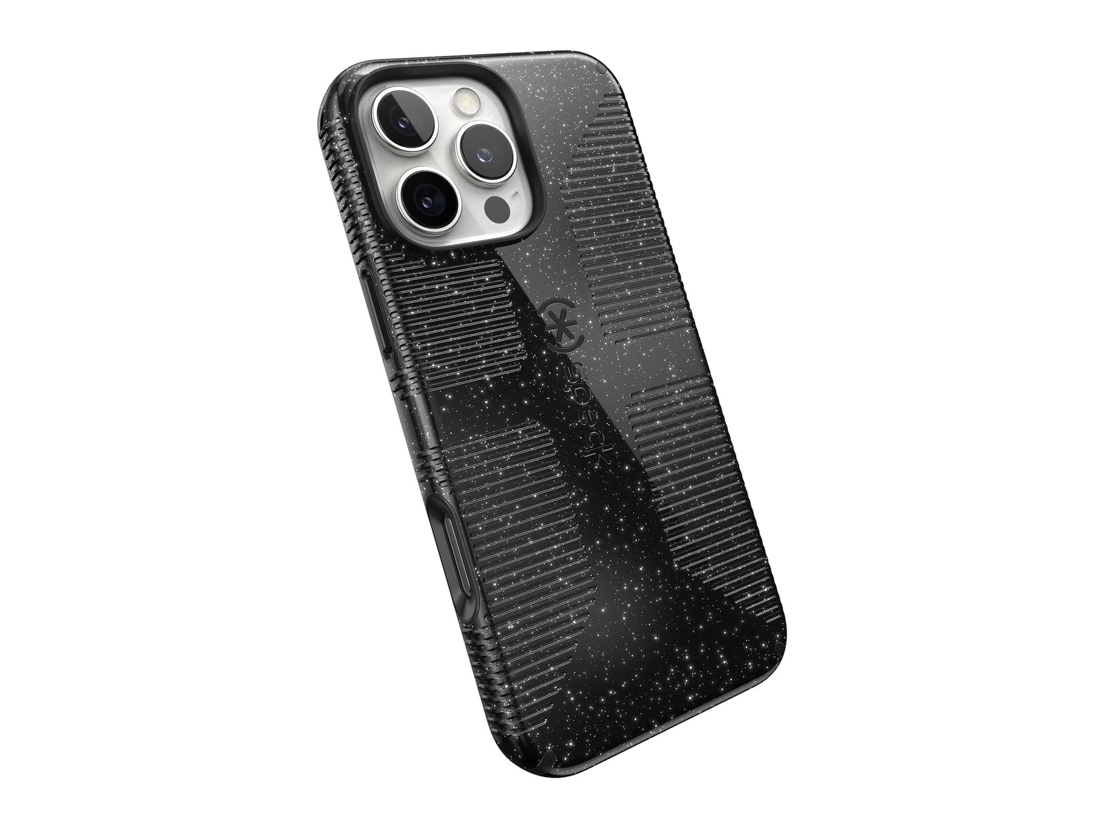 Speck - CandyShell Grip + Glitter MagSafe - iPhone 16 Pro Max - Black Glitter/Steel Black