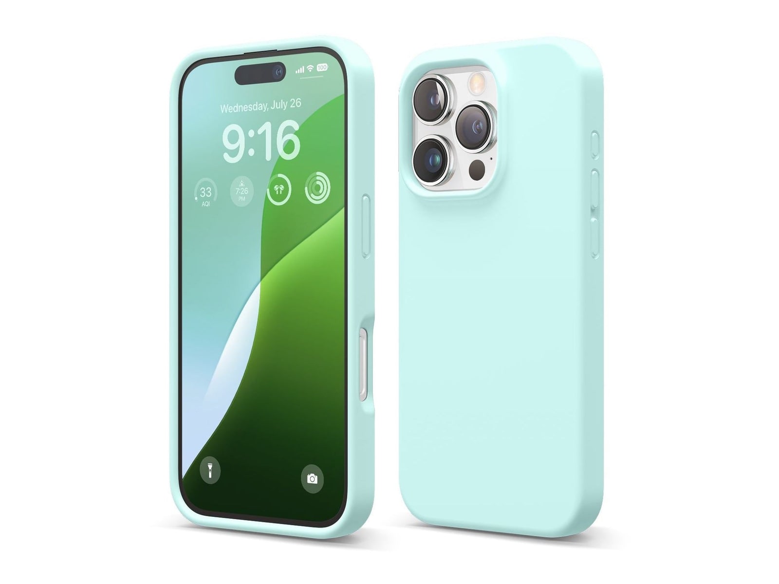 elago - Premium Silicone Case - iPhone 16 Pro - Aqua Sky