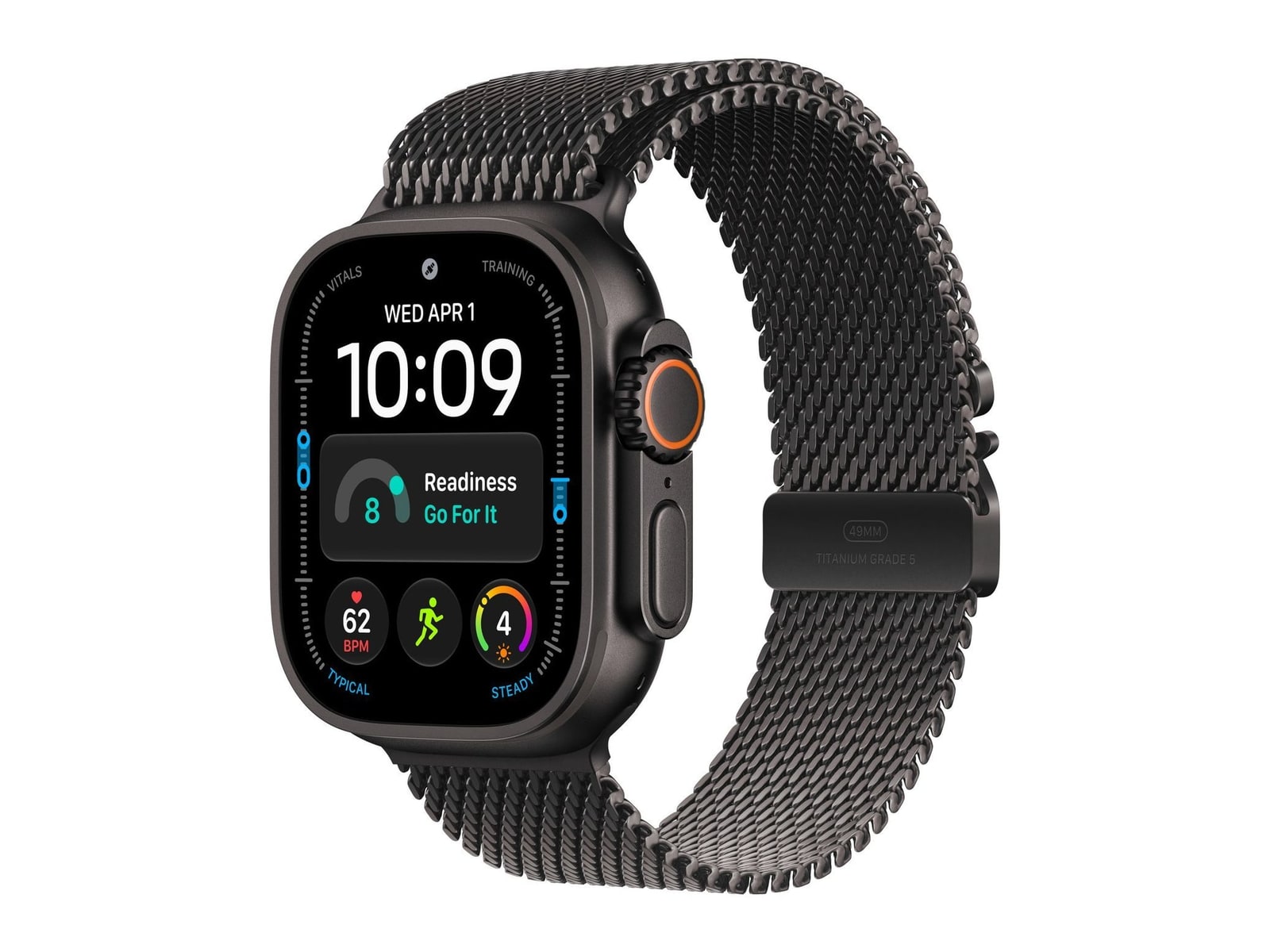 Apple Watch Ultra 4 GPS + Cellular 49mm Black Titanium Case with Black Titanium Milanese Loop - M