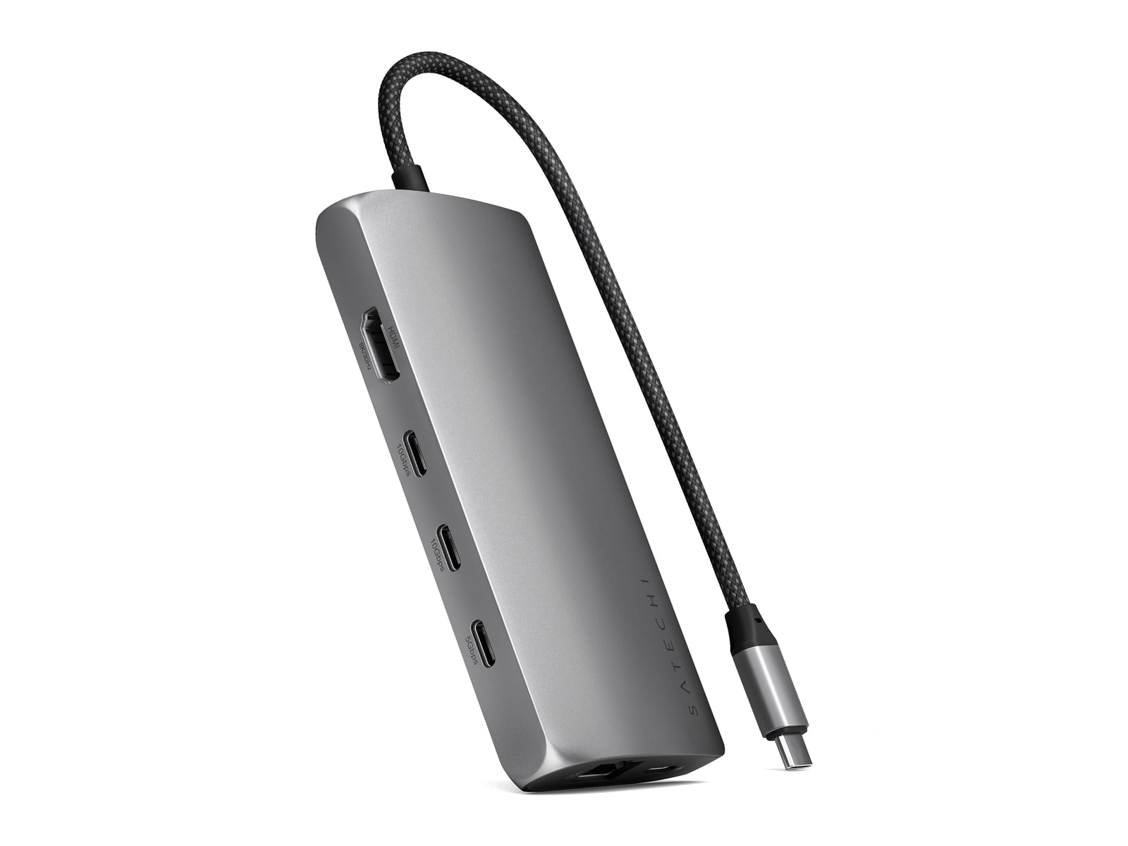 Satechi - USB-C Multiport Adapter 8K With Ethernet V3 USB-C USB Hubs - Gray