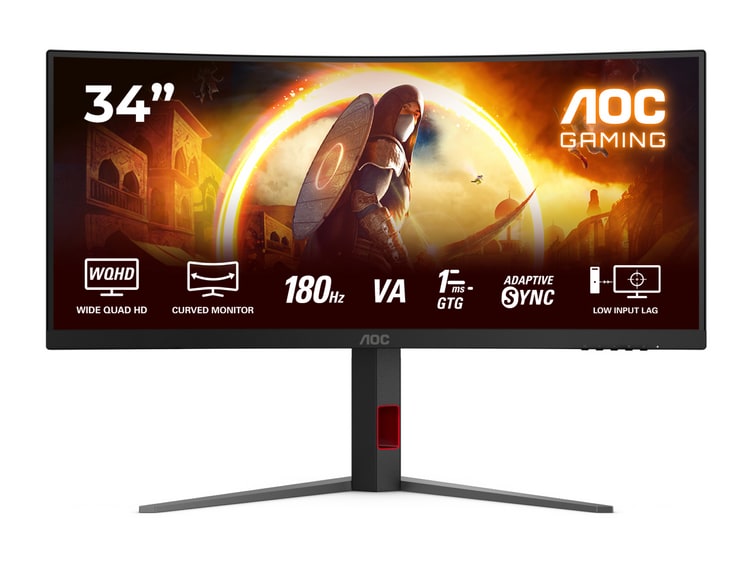 AOC - 34" CU34G4 UWQHD 180Hz Gaming Monitors - Black, Red (EU)