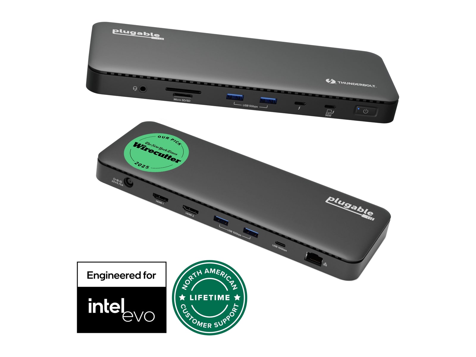 Plugable - Thunderbolt 4 Dock for 4K Dual Monitors or Single 8K Docking Stations