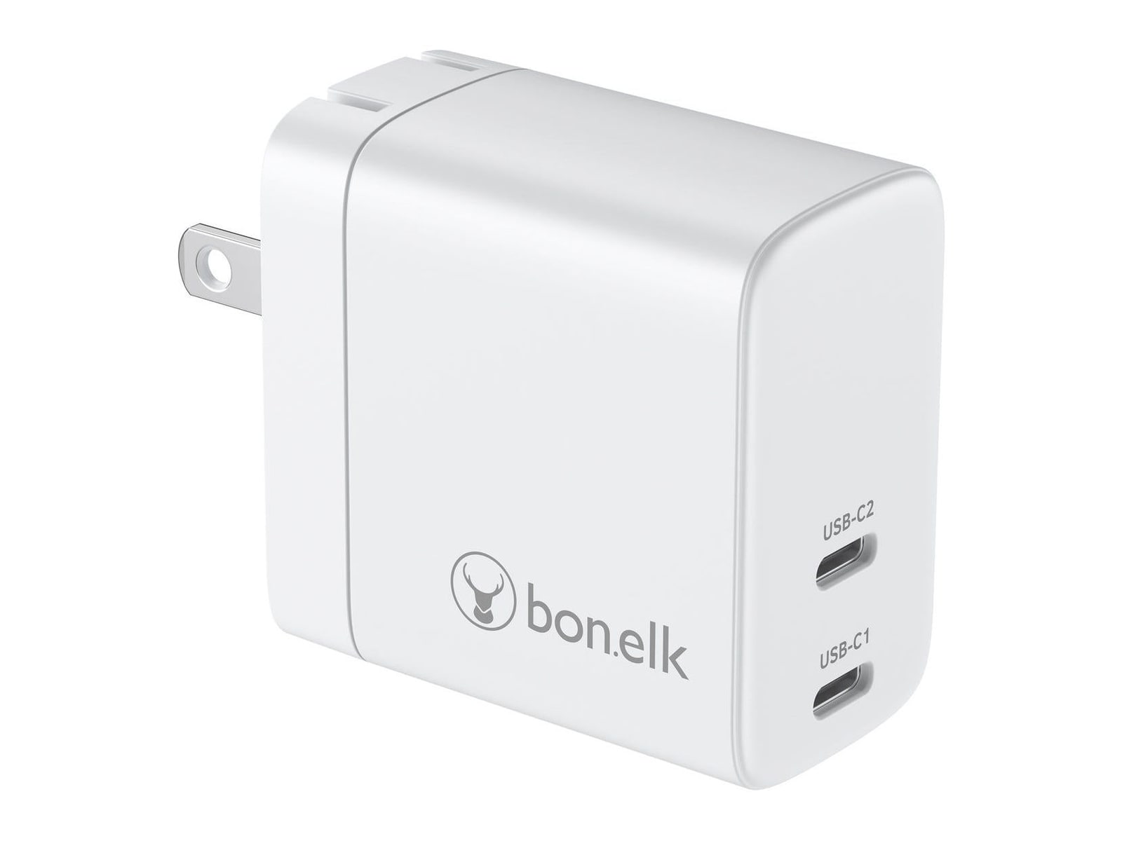 Bonelk - 65W GaN PD USB-C Charger with Cable Type-A US Plug White Wall Chargers
