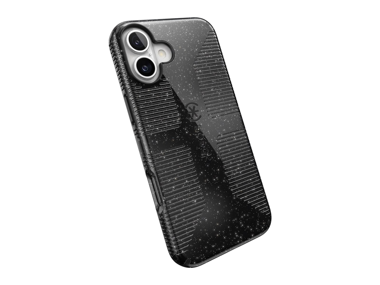 Speck - CandyShell Grip + Glitter MagSafe - iPhone 16 Plus - Black Glitter/Steel Black