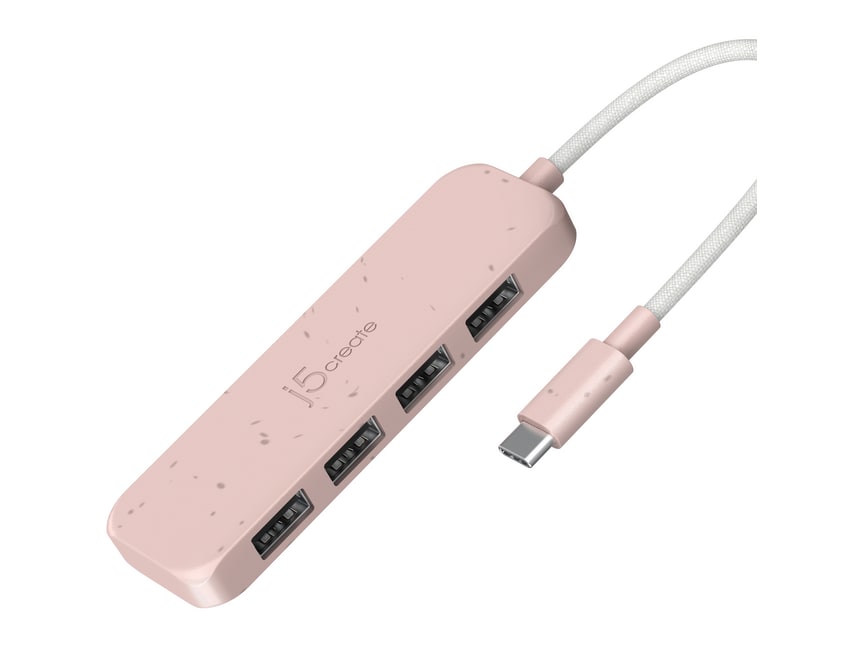 j5create - Eco-Friendly USB-C to 4-Port Type-A Gen 2 Hub USB Hubs - Misty Rose