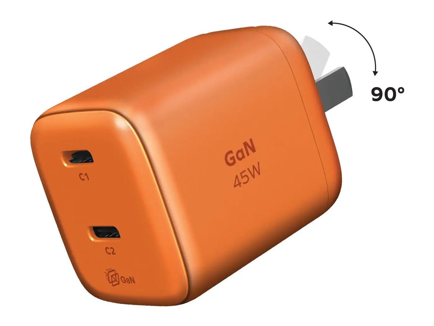 MOMAX - 1-Charge 45W 2-Port GaN Charger Orange US Plug Wall Chargers