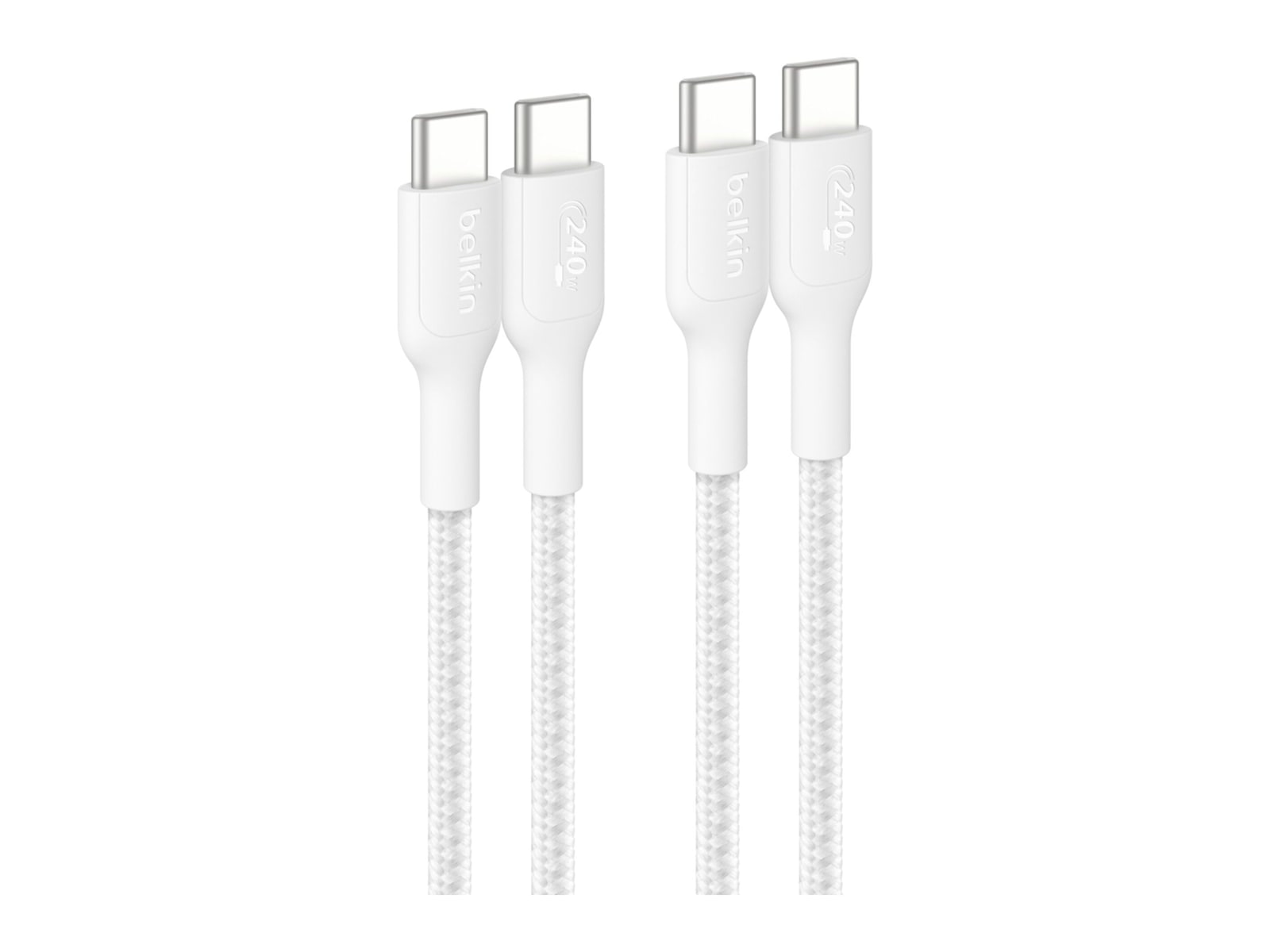 Belkin - BoostCharge Pro USB-C to USB-C Braided Cable 240W - 3.3ft/1m - White - 2-pack Charging Cables