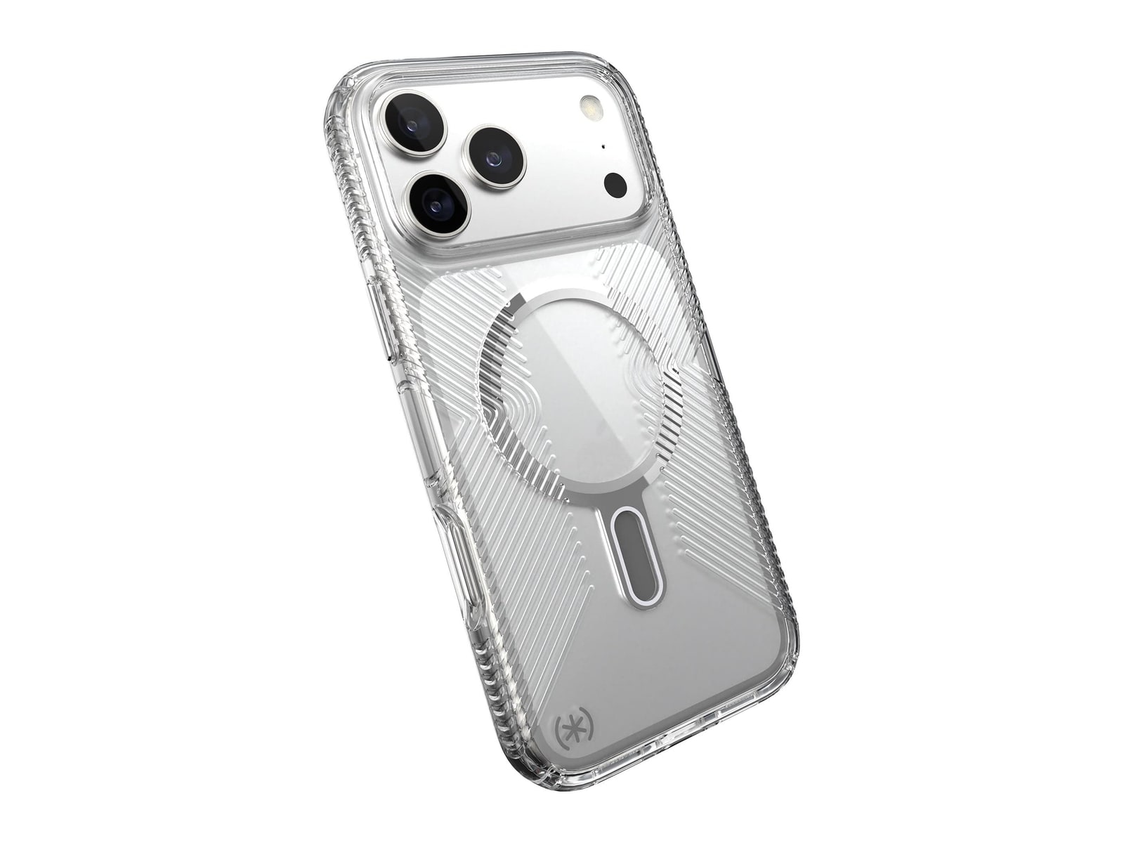 Speck - Presidio Perfect-Clear Grip MagSafe with ClickLock - iPhone 17 Pro Max - Clear/Silver