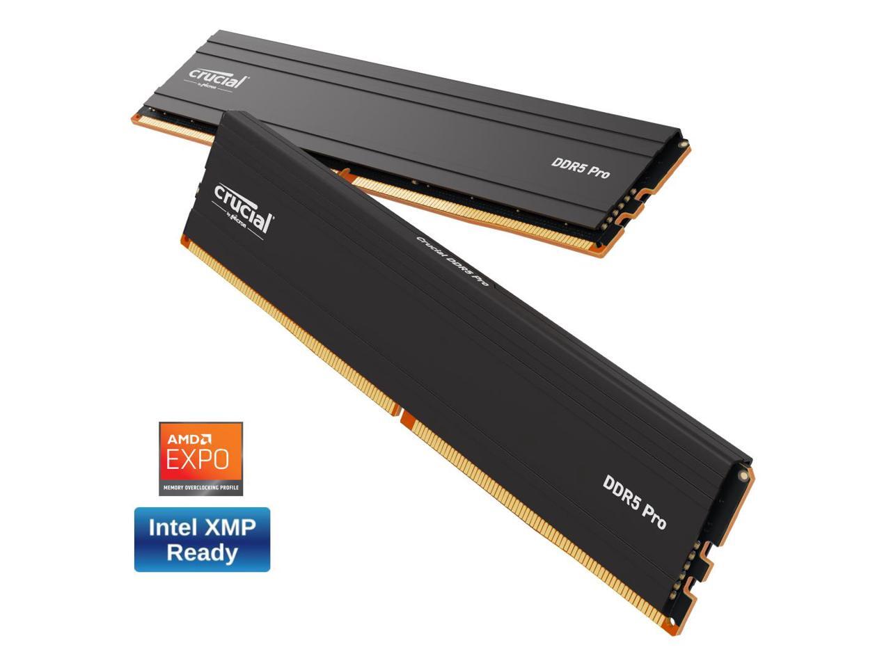 Crucial - Pro 128GB (2 x 64GB) DDR5 5600 CL46 DIMM Memory (RAM) - Black