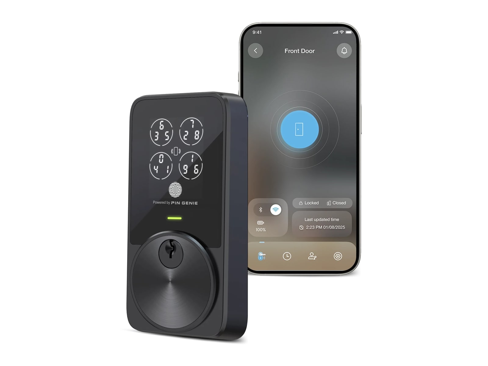 Lockly - PIN Genie Pro Zeno Series Keypad Deadbolt - Matte Black Smart Locks