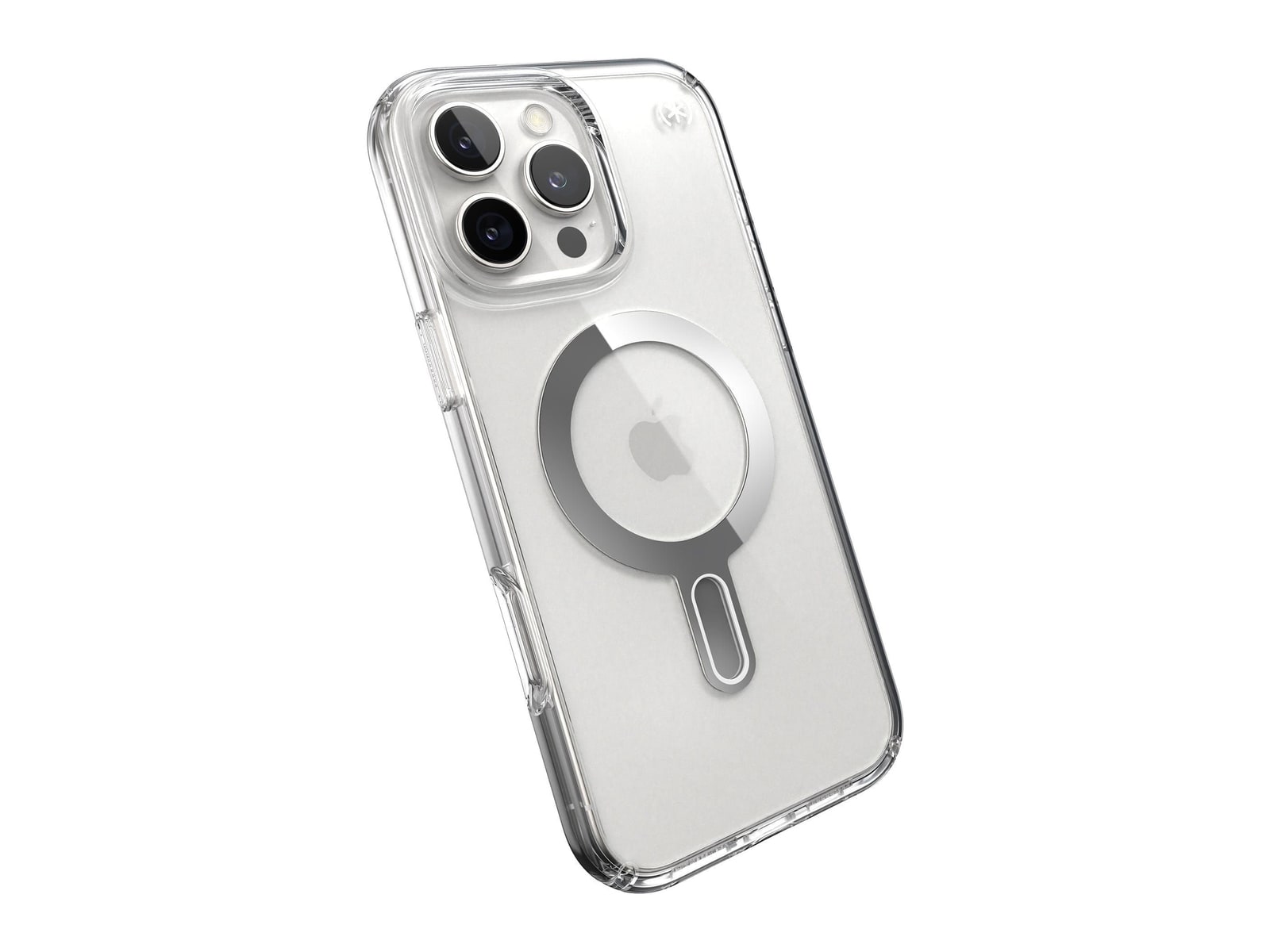 Speck - Presidio Perfect-Clear MagSafe with ClickLock - iPhone 16 Pro Max - Clear/Chrome