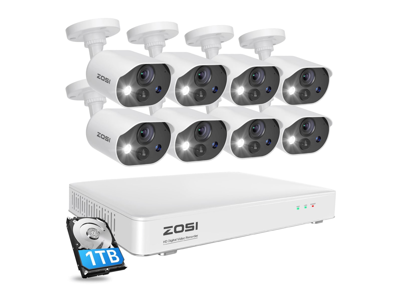 ZOSI - C303 1080P 8 Channel - 8-Camera / 1TB Drive Security Cameras