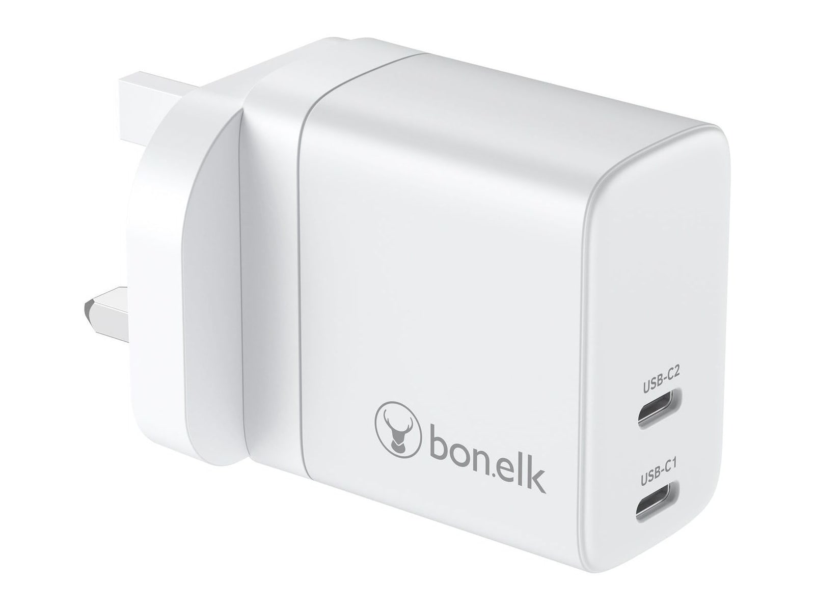Bonelk - 65W GaN PD USB-C Charger with Cable Type-G UK Plug White Wall Chargers