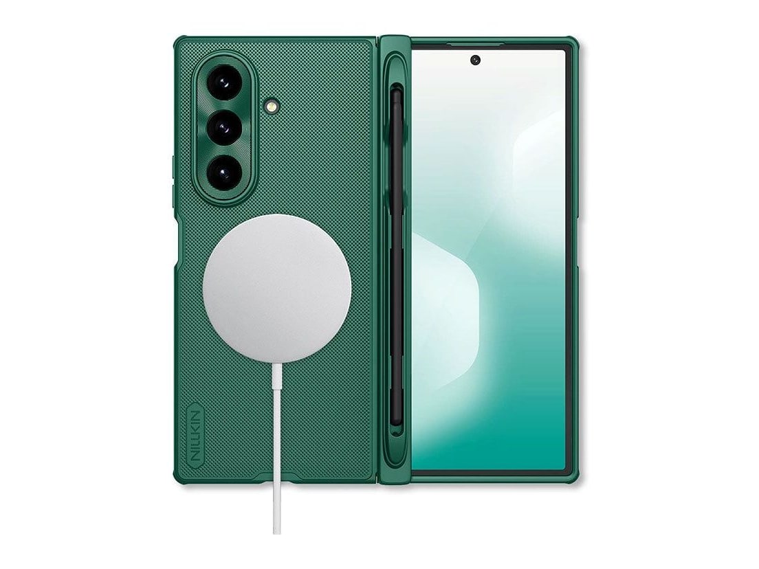 Nillkin - MagSafe Compatible Super Frosted Shield Fold Case with Stylus Pen - Galaxy Z Fold 7 - Matte Green
