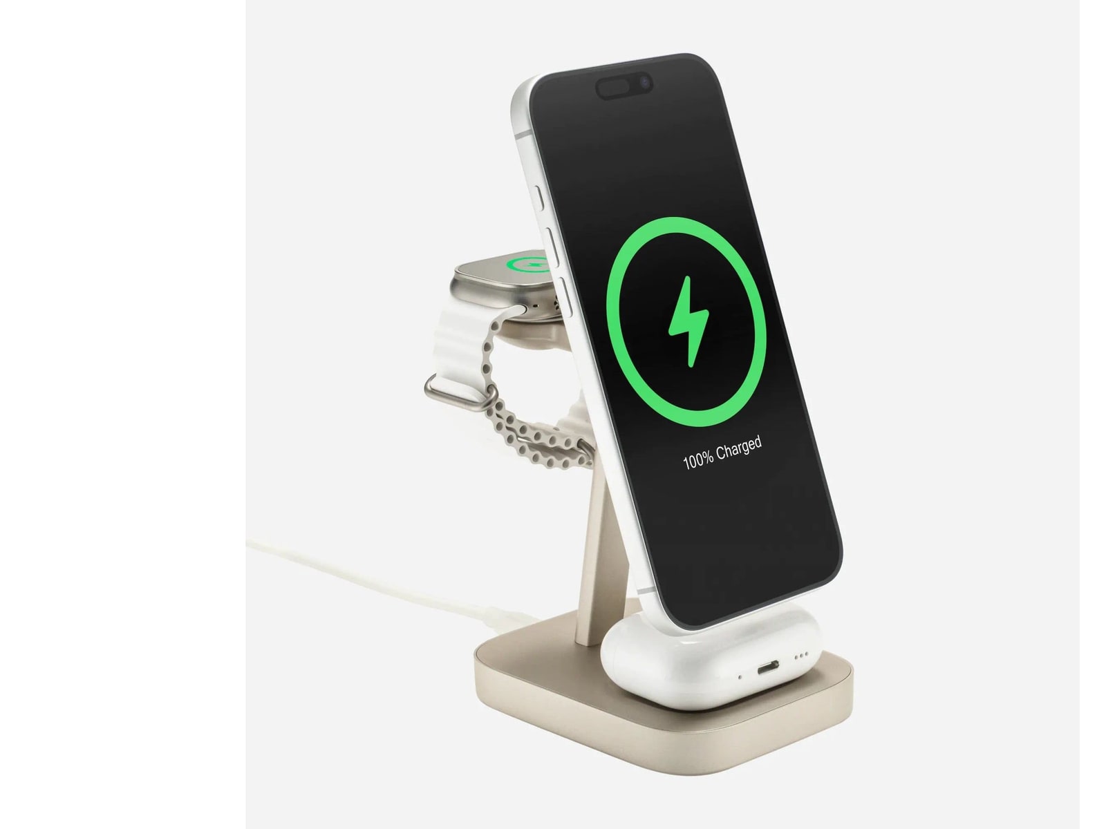 mophie - 3-in-1 Wireless Charge Stand Gold Wireless Chargers