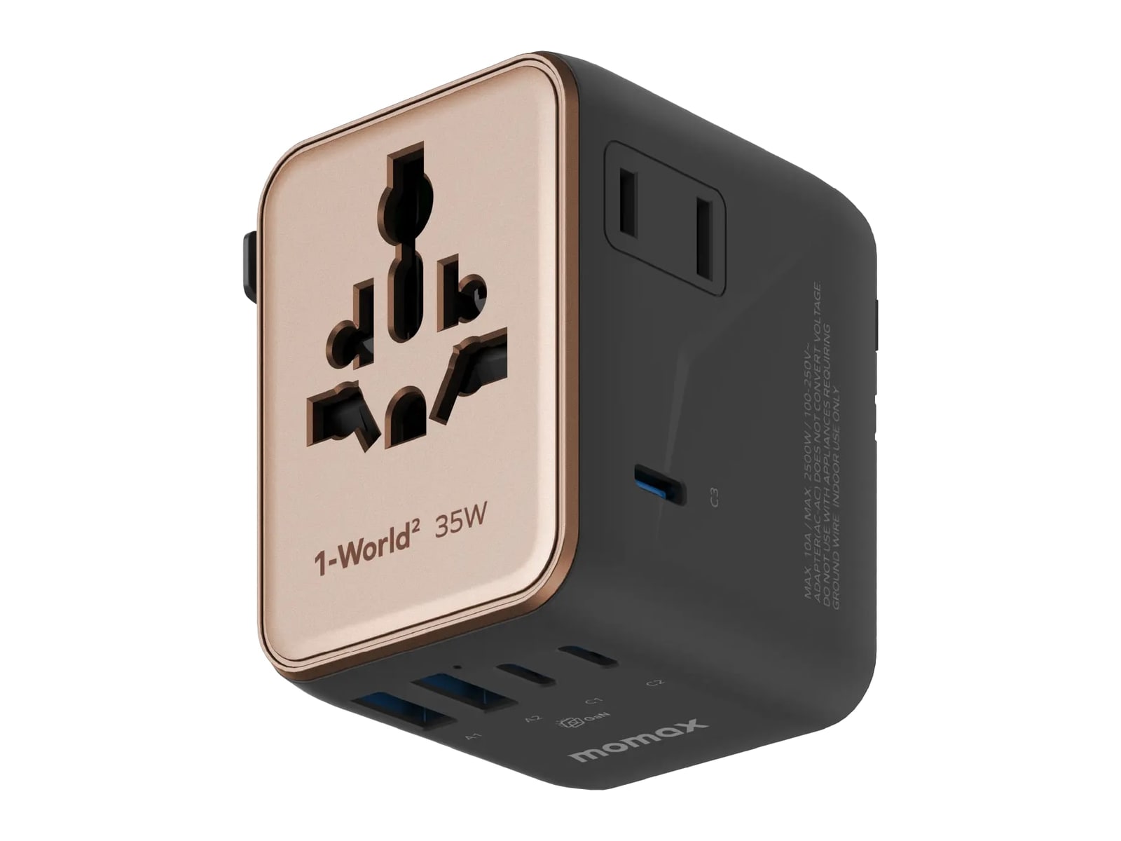 MOMAX - 1-World2 5-Port Mini Travel GaN Charger 35W Sandstone Wall Chargers