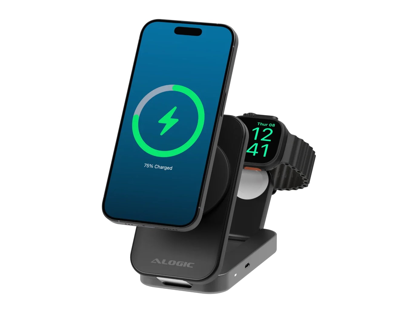 ALOGIC - Flip 2-in-1 Qi2 Black Wireless Chargers