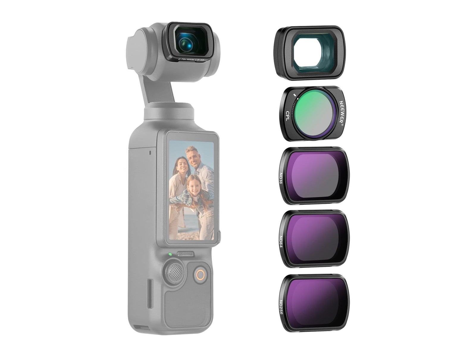 Neewer - FL-B08 ND Filter Set with 0.75x Wide Angle Lens for Pocket 3 / Pocket 4 & Xtra Muse Camera Accessories