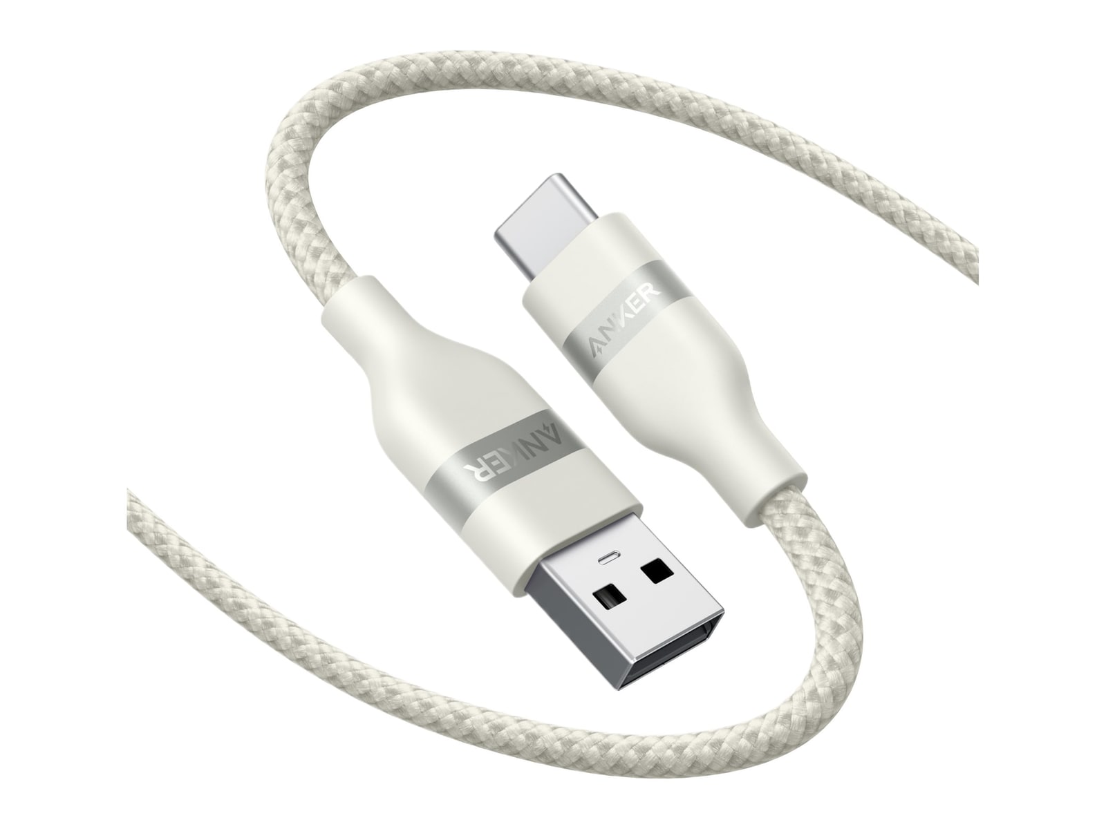 Anker - USB-A to USB-C Cable (Upcycled-Braided) 6 ft White Charging Cables
