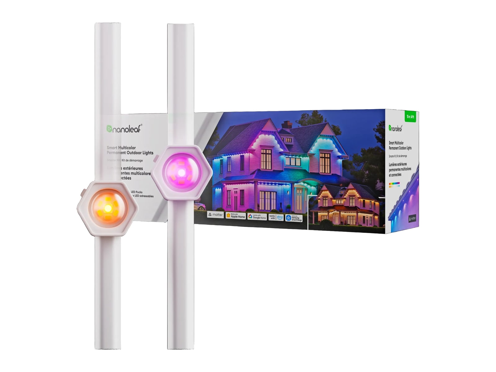 Nanoleaf - Permanent Outdoor Lights Starter Kit 49 ft with Cable Covers Smart Lighting