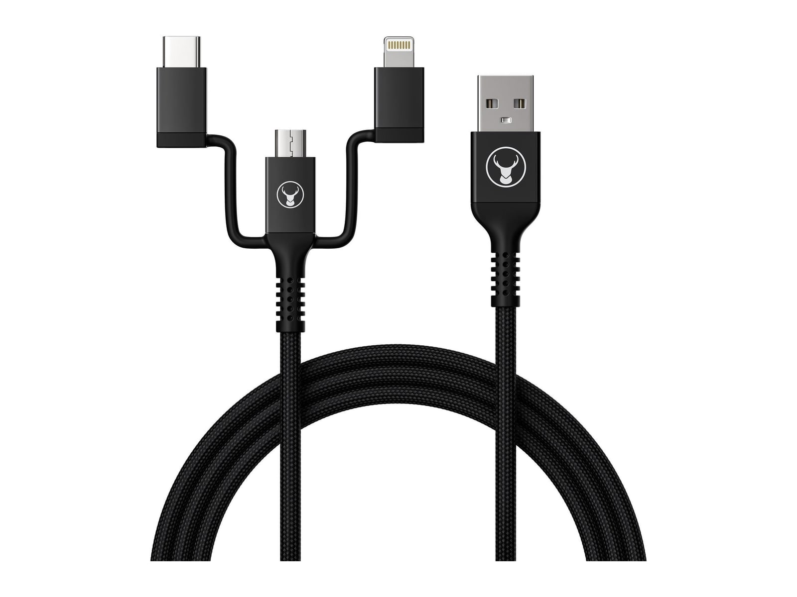 Bonelk - Long-Life USB-A 3-in-1 Travel Black Charging Cables