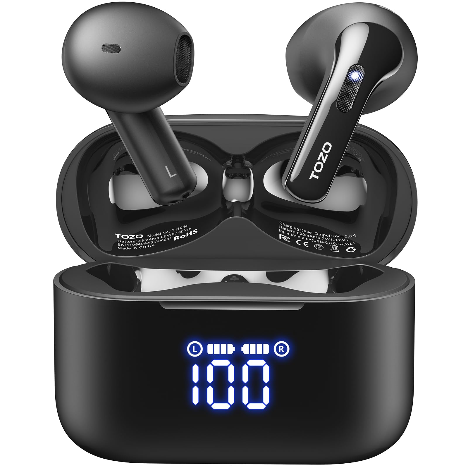 TOZO - Tonal Fits T21 True Wireless Earbuds - Black