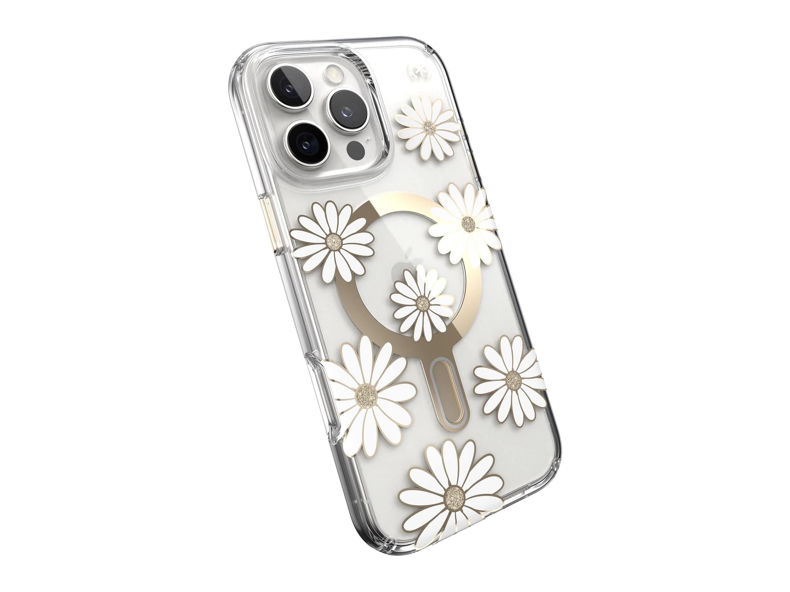Speck - Presidio Lux MagSafe with ClickLock - iPhone 16 Pro Max - Sunshine Daisies/Clear