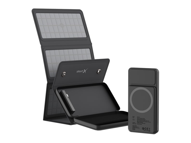 Xlayer - Wireless Solar 2-in-1 10,000 mAh Black Power Banks (EU)