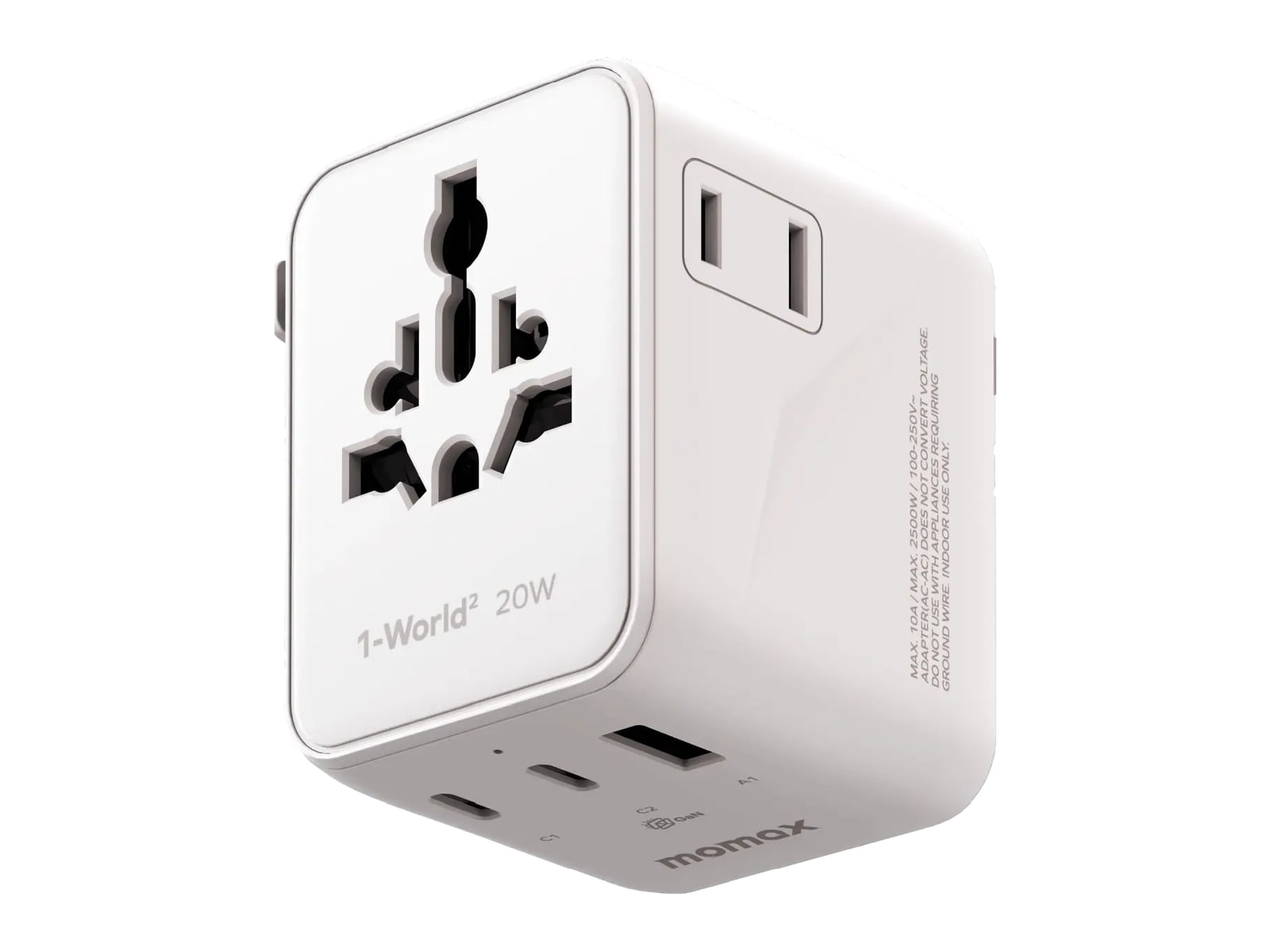 MOMAX - 1-World2 3-Port Mini Universal Travel GaN Charger 20W White Wall Chargers