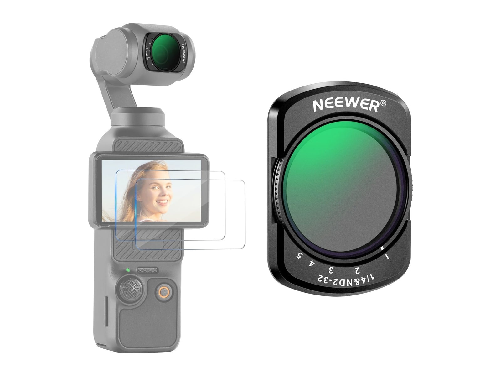 Neewer - FL-83 Variable ND2-32 & 1/4 Black Diffusion Filter for Pocket 3 / Pocket 4 & Xtra Muse Camera Accessories