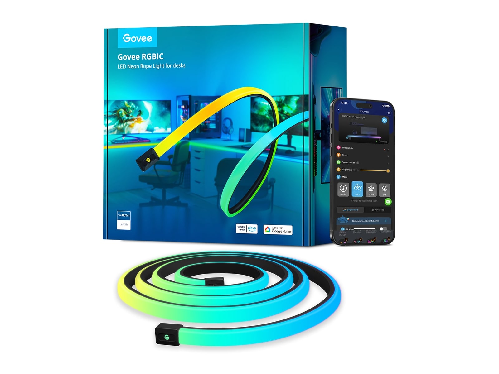 Govee - RGBIC LED Neon Rope Lights for Desks 16.4ft Smart Lighting