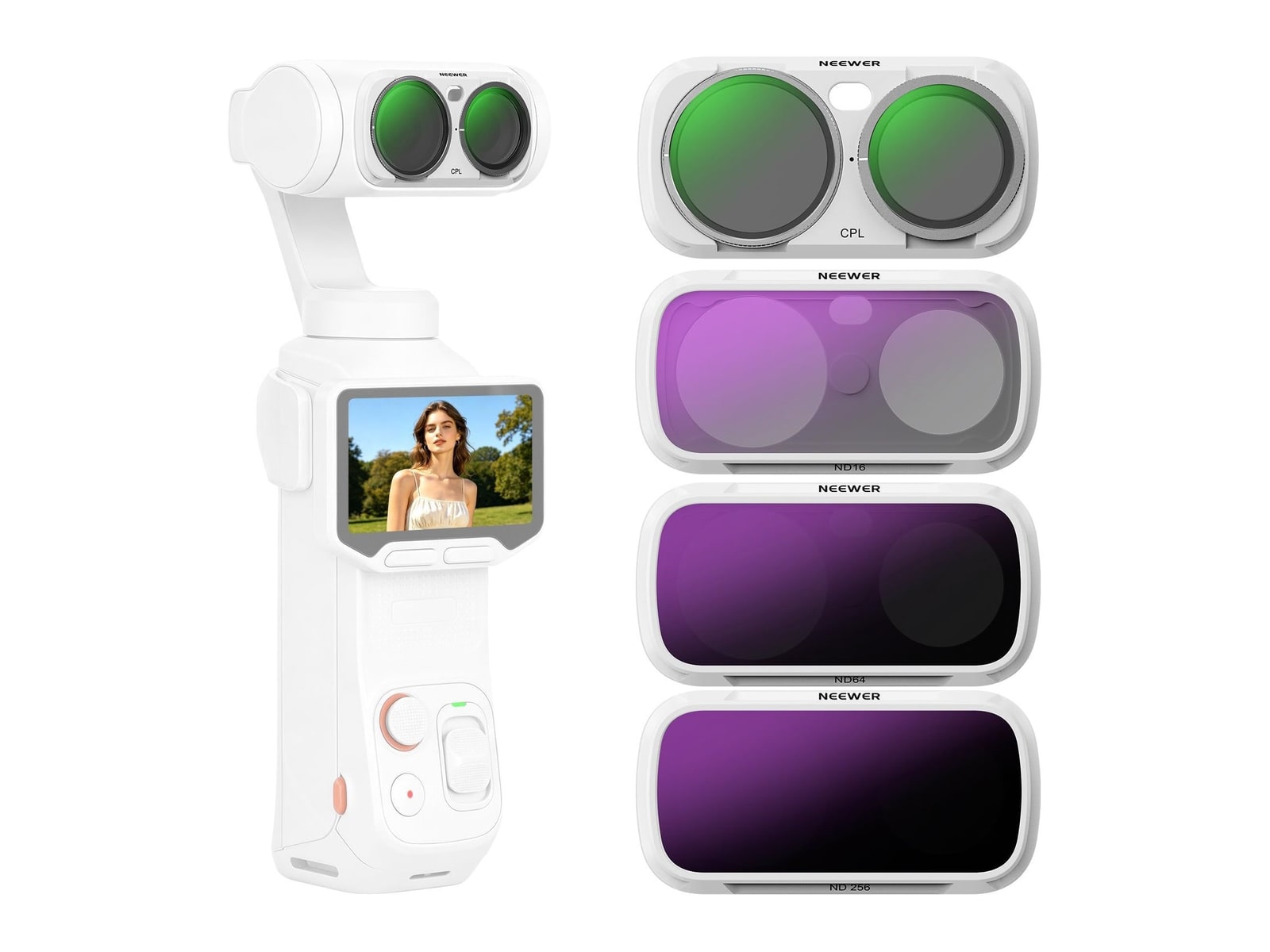 Neewer - CPL + ND Filter Set Compatible with Insta360 Luna Ultra Camera Accessories - White