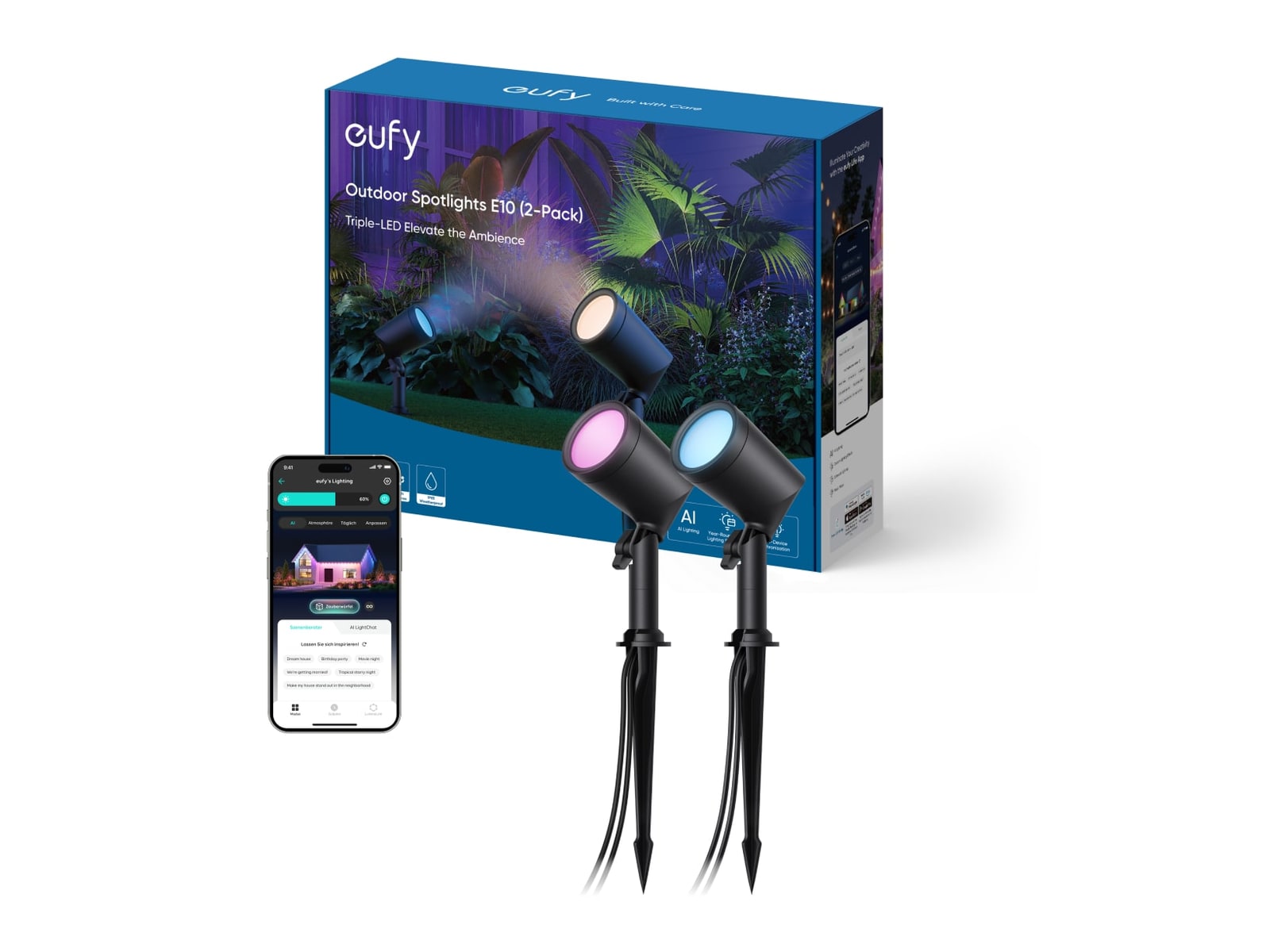 Eufy - Outdoor Spotlights E10 2-Pack Smart Lighting - Multicolor