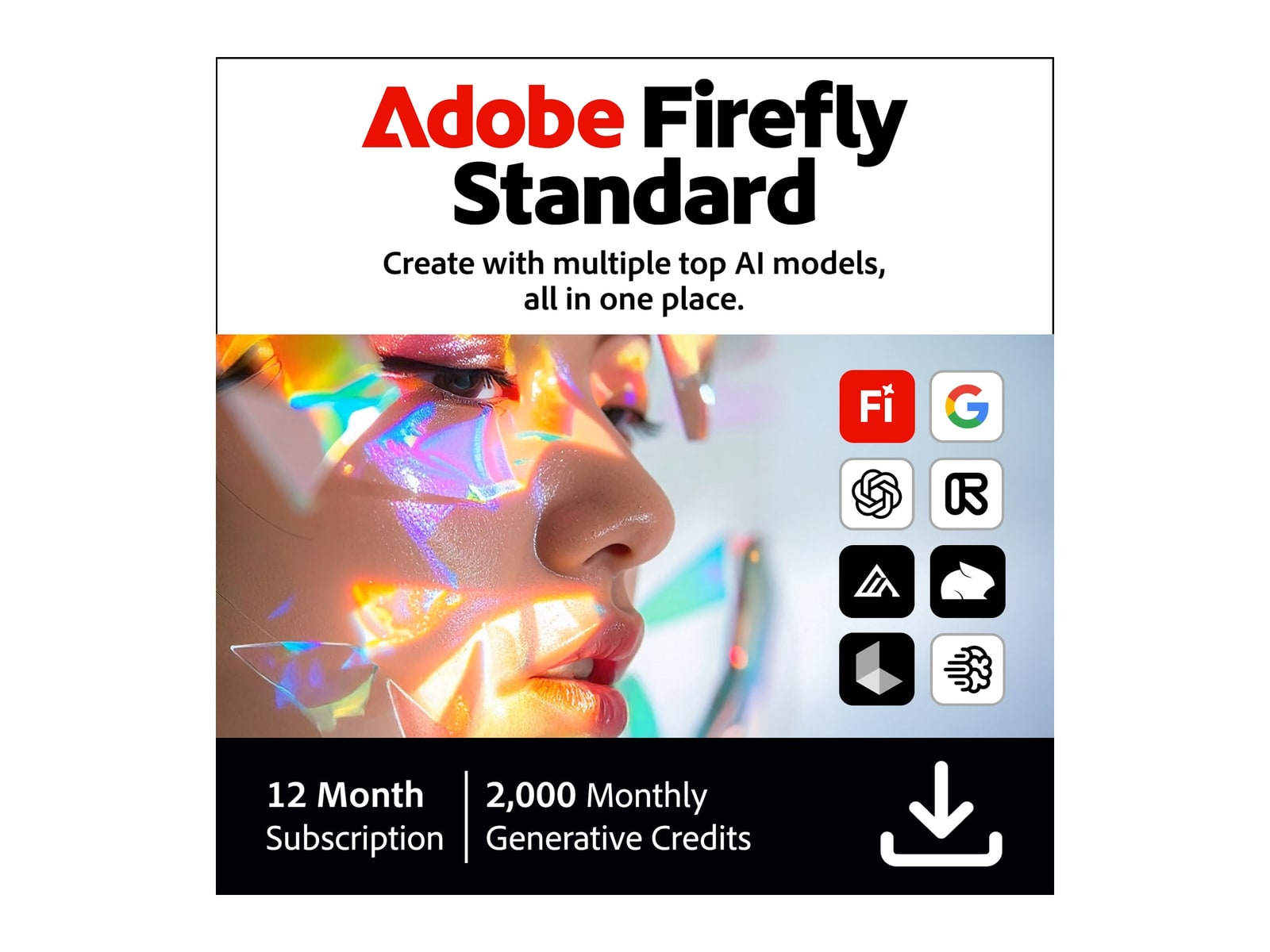 Adobe - Firefly Standard 2,000 Monthly Generative Credits (12-Month Subscription) Photo Editing Software